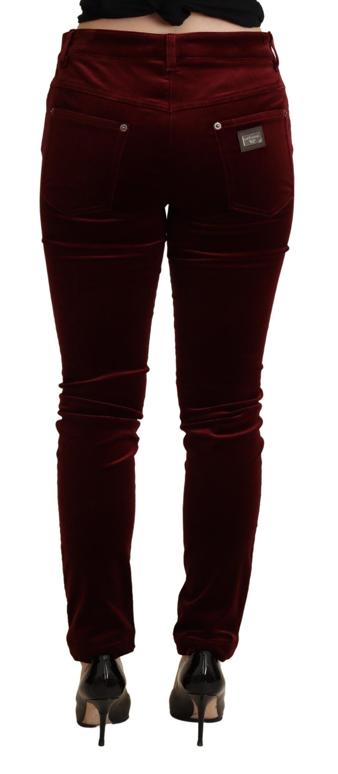 Dolce &amp; Gabbana Pantalon skinny rouge bordeaux exquis