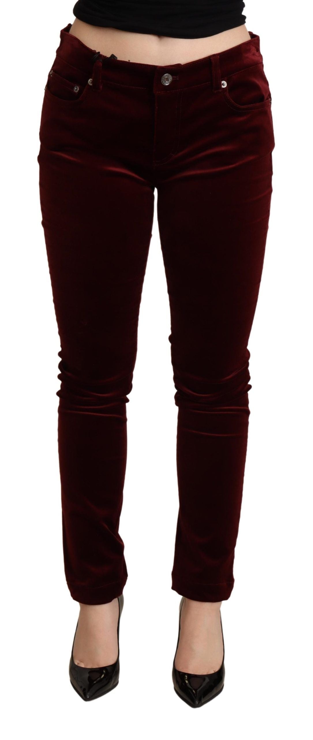 Dolce &amp; Gabbana Pantalon skinny rouge bordeaux exquis