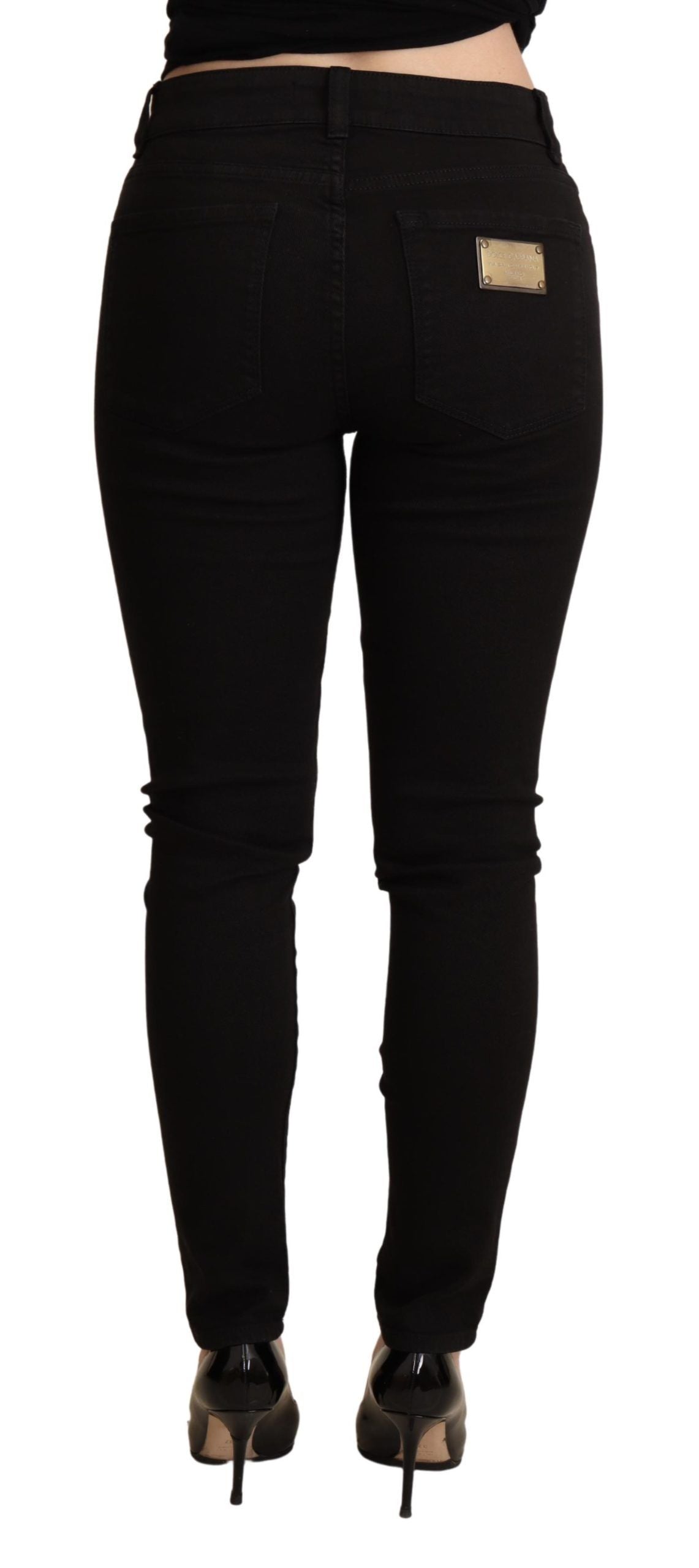 Dolce &amp; Gabbana Jean skinny noir élégant taille moyenne