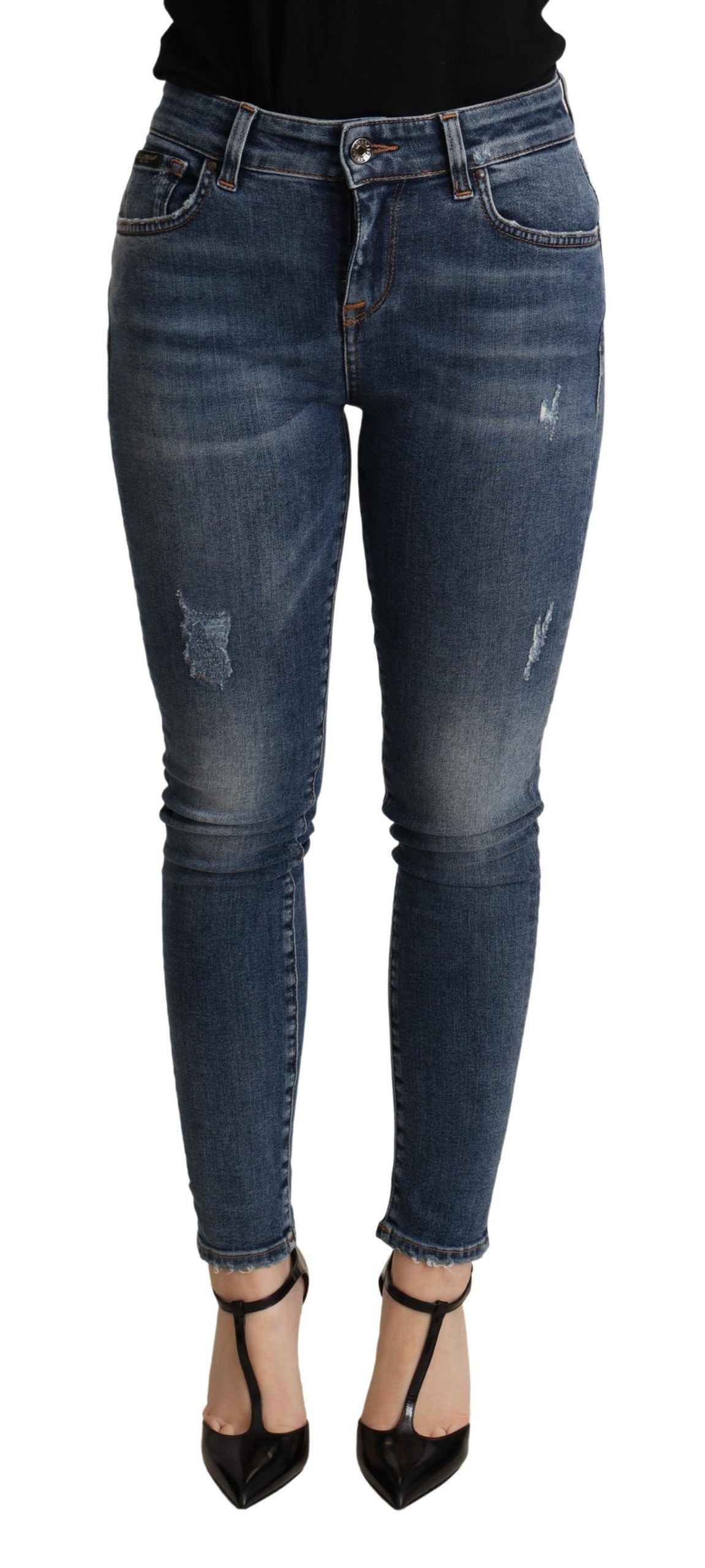 Dolce &amp; Gabbana Jean skinny bleu élégant taille moyenne