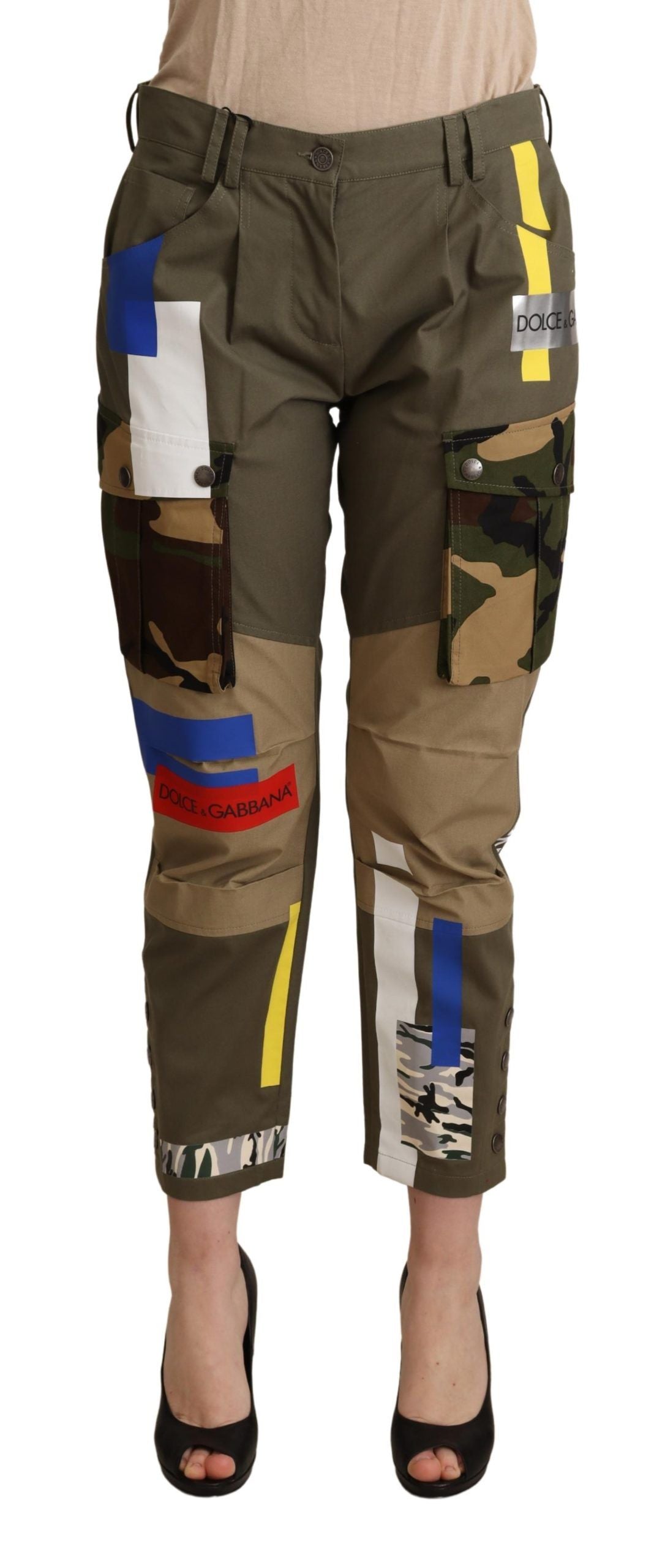 Dolce &amp; Gabbana Chic Pantalon cargo à patchs multicolores