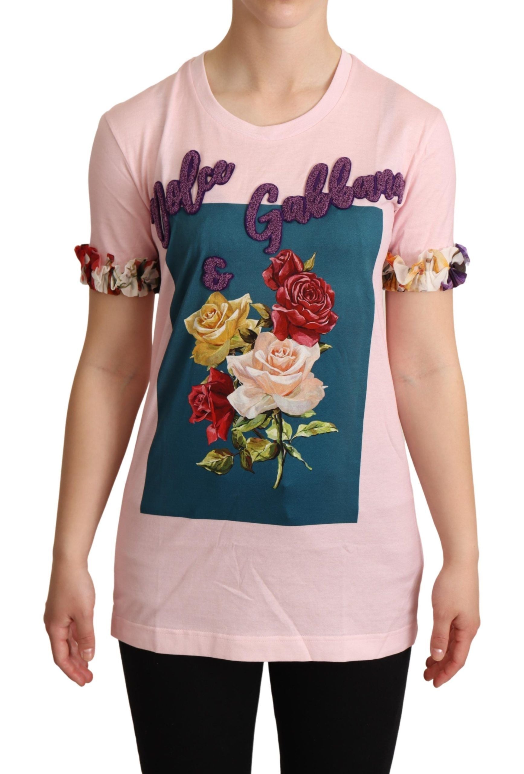 Dolce &amp; Gabbana T-shirt élégant avec appliques de roses florales