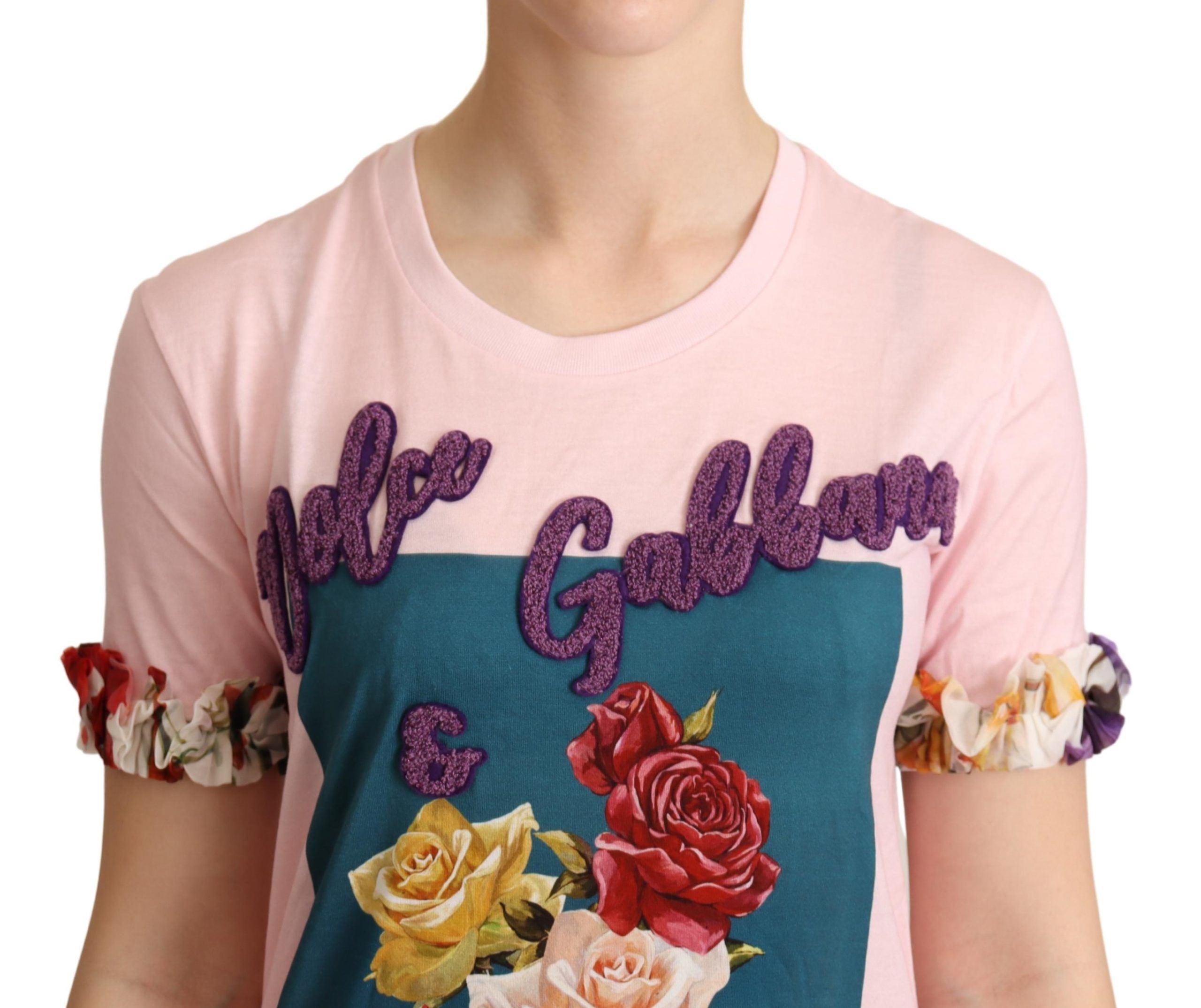 Dolce &amp; Gabbana T-shirt élégant avec appliques de roses florales