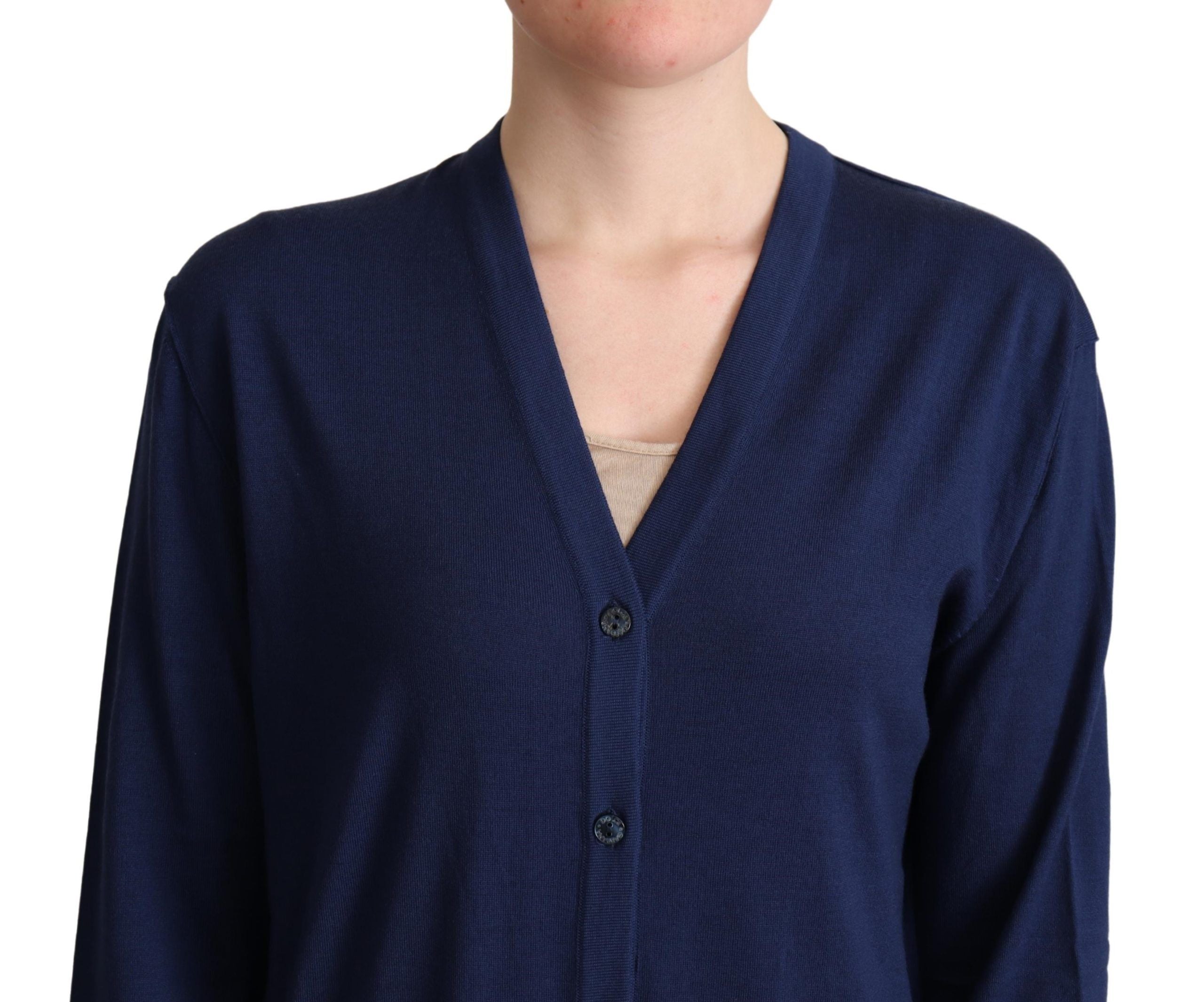 Dolce &amp; Gabbana Cardigan bleu élégant en laine vierge