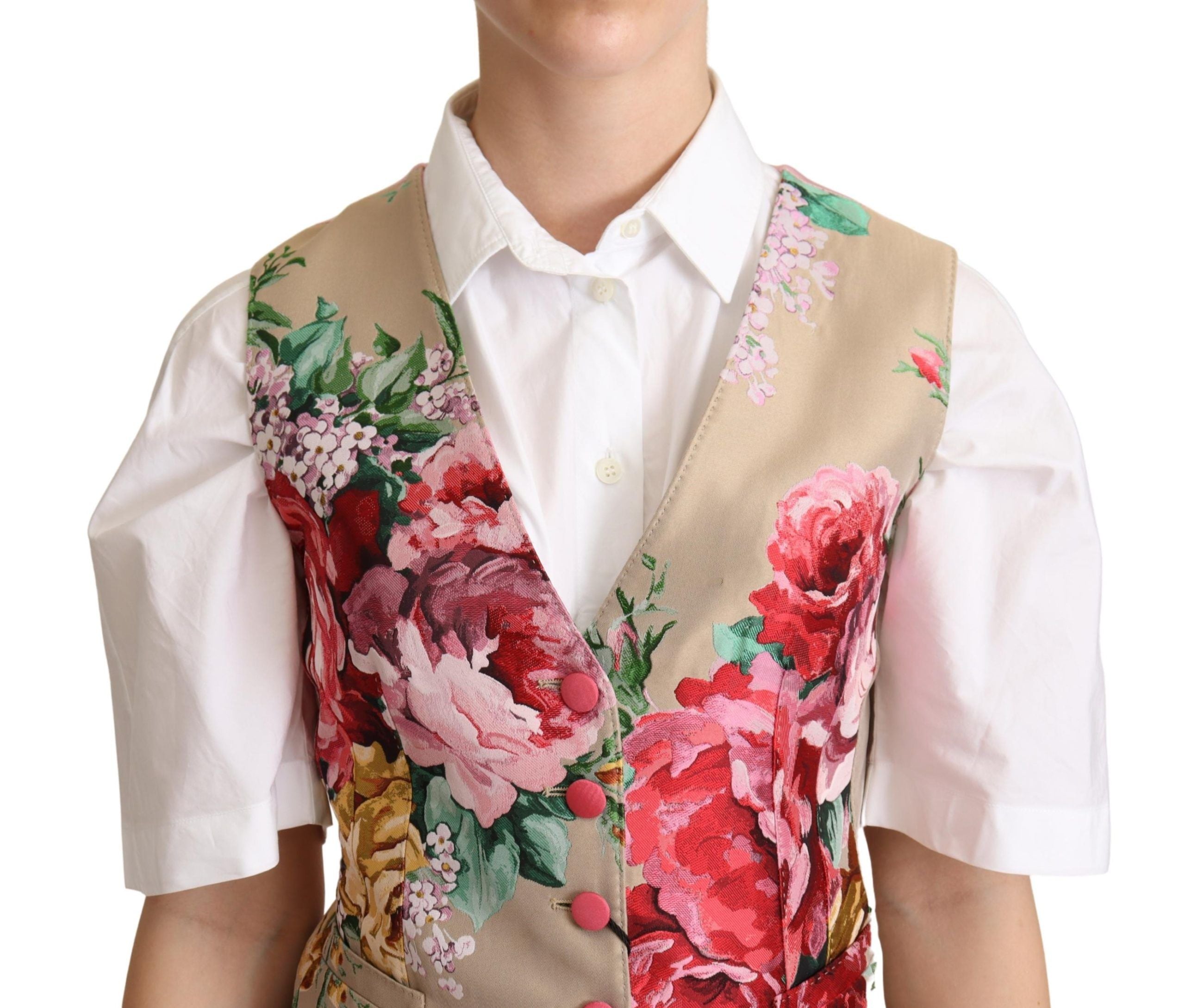 Dolce &amp; Gabbana Gilet sans manches beige floral élégant