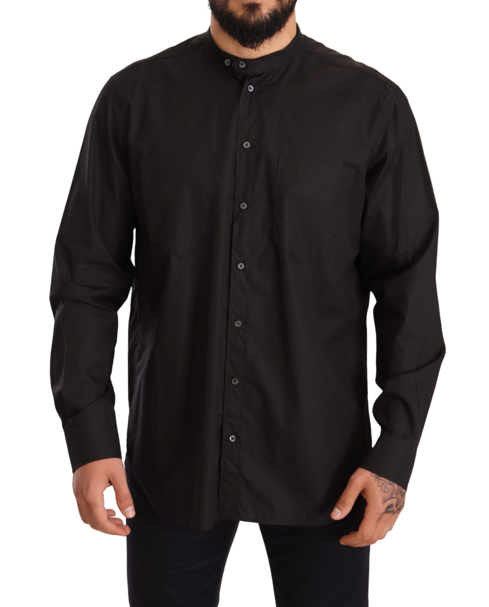 Chemise homme Dolce &amp; Gabbana élégante noire 100% coton