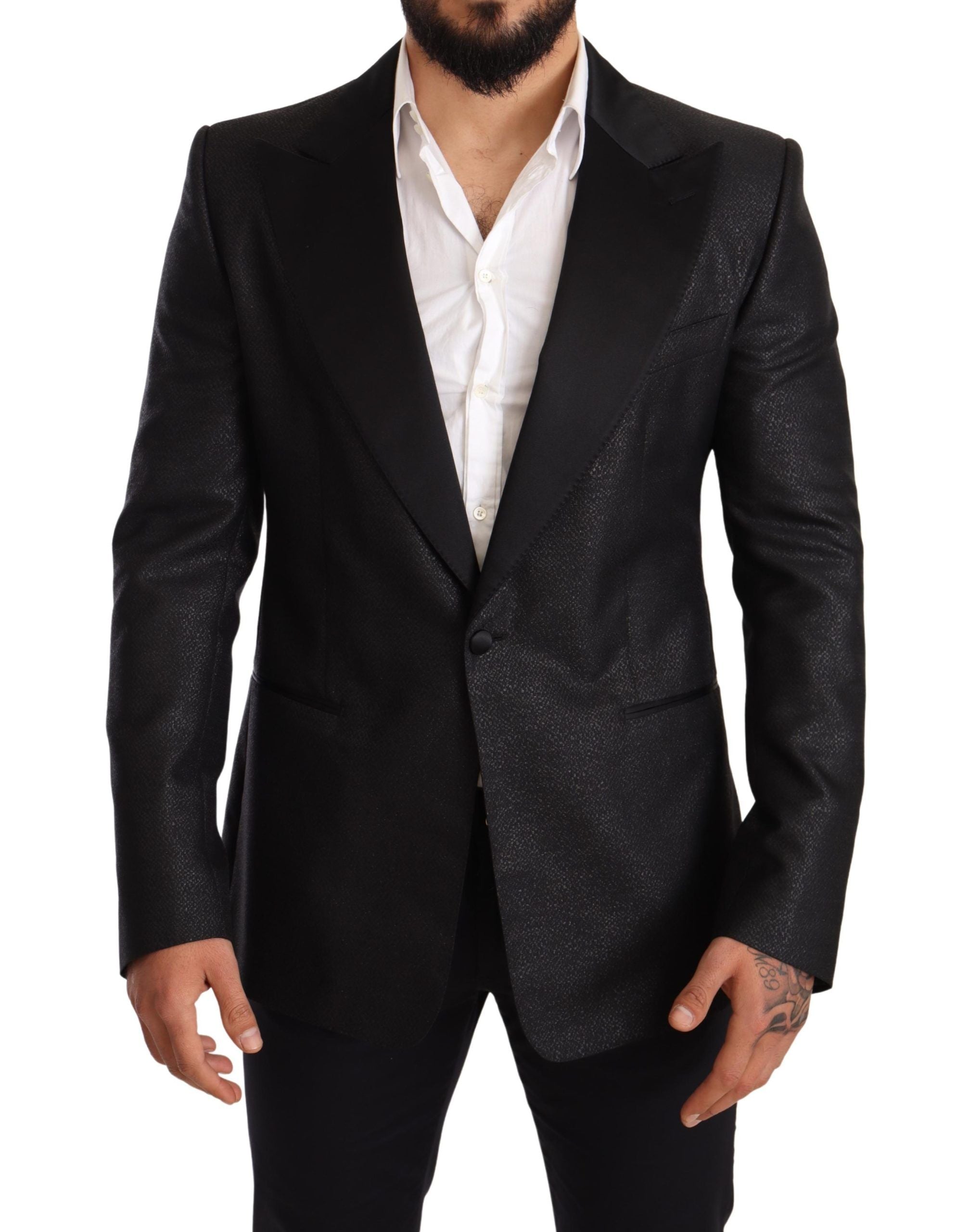 Dolce &amp; Gabbana Veste blazer élégante noire métallisée coupe slim