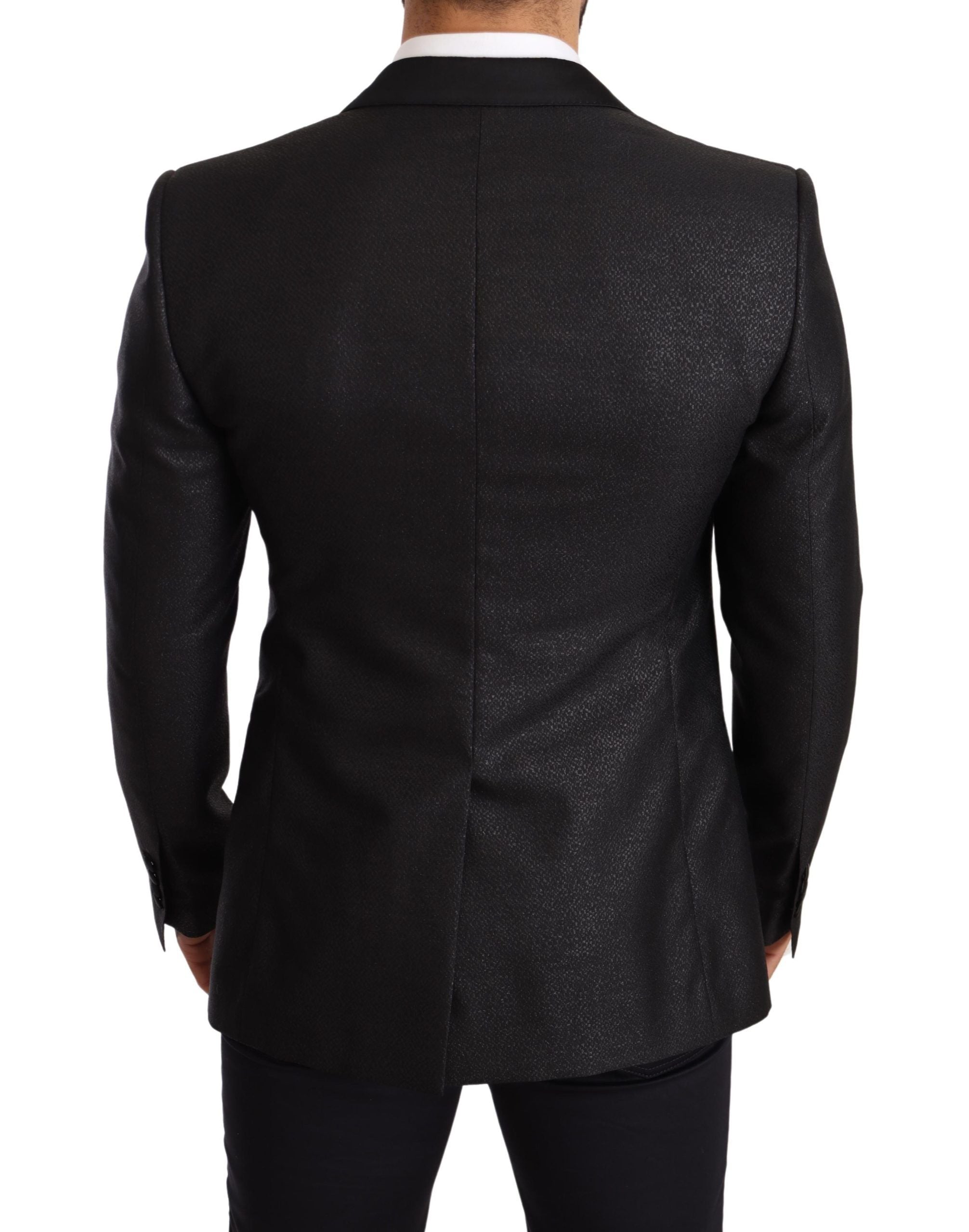 Dolce &amp; Gabbana Veste blazer élégante noire métallisée coupe slim