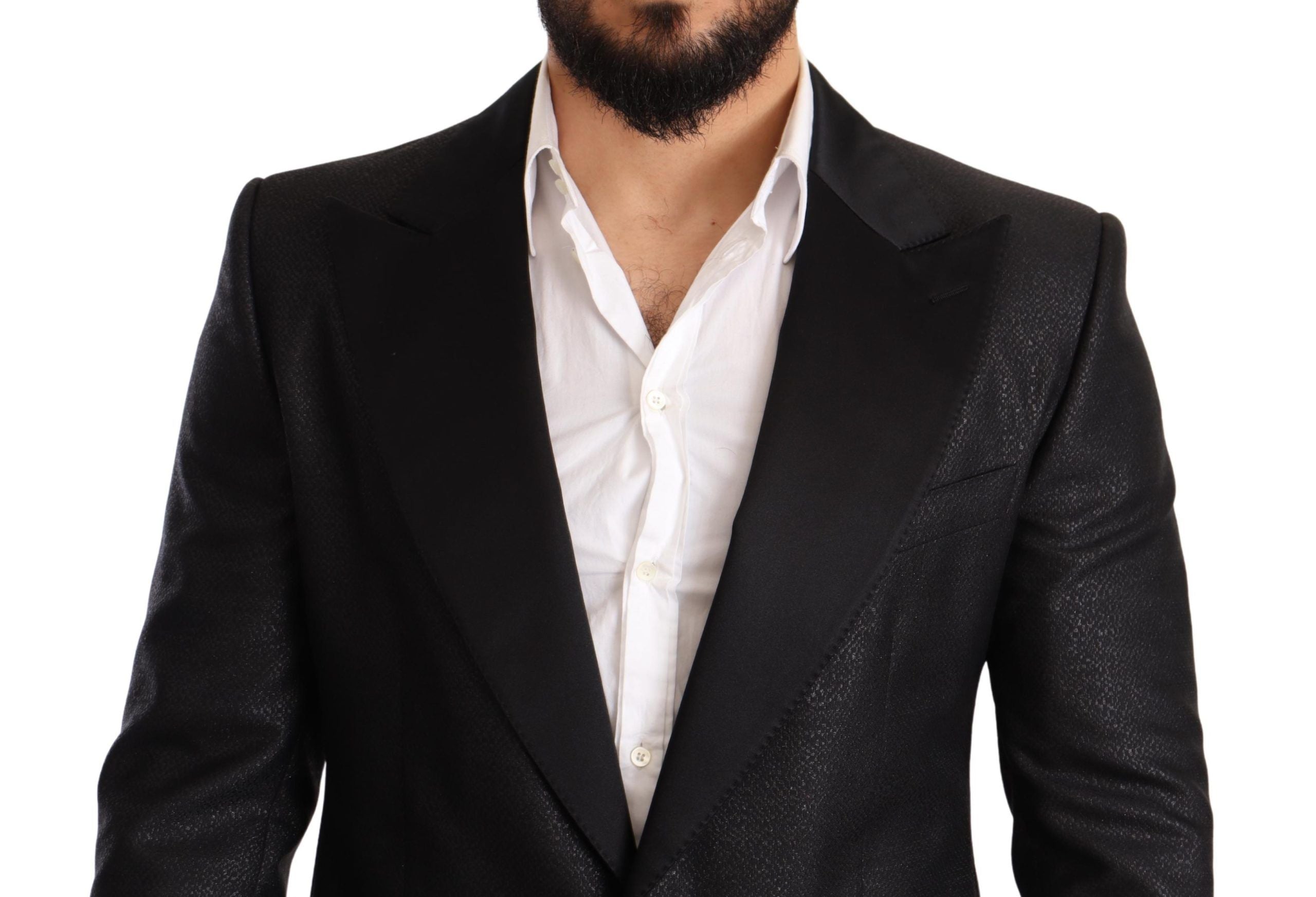 Dolce &amp; Gabbana Veste blazer élégante noire métallisée coupe slim