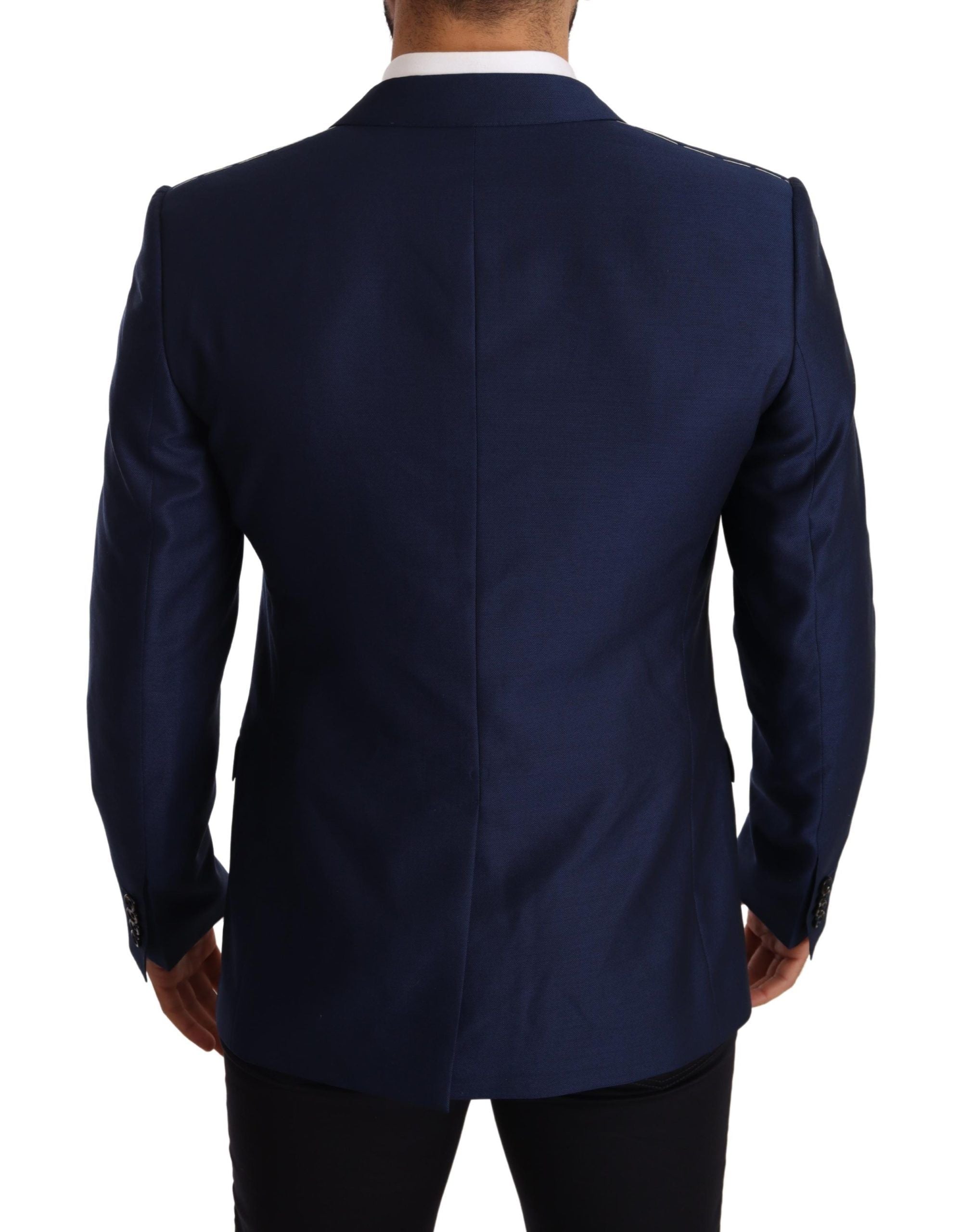 Dolce &amp; Gabbana Élégant Blazer Martini En Laine Vierge Bleue