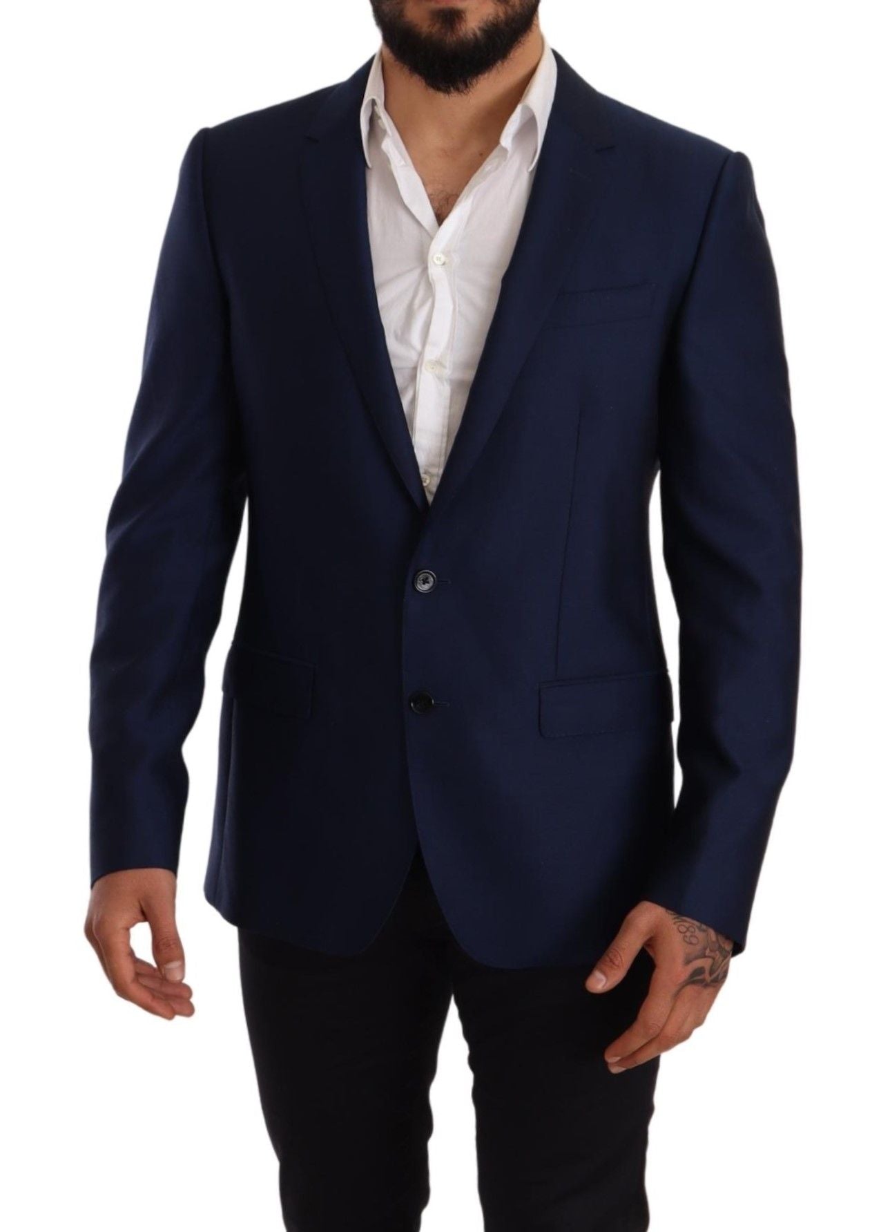 Dolce &amp; Gabbana Élégant Blazer Martini En Laine Vierge Bleue