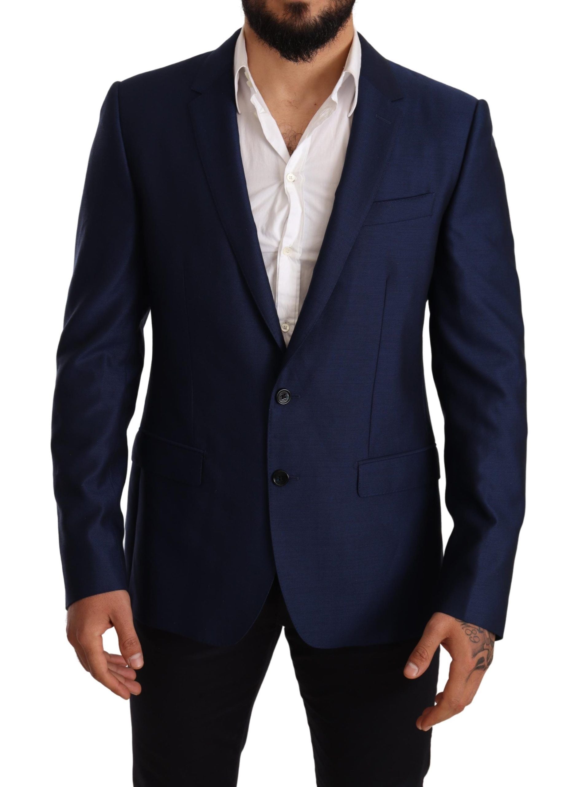 Dolce &amp; Gabbana Élégant Blazer Martini En Laine Vierge Bleue