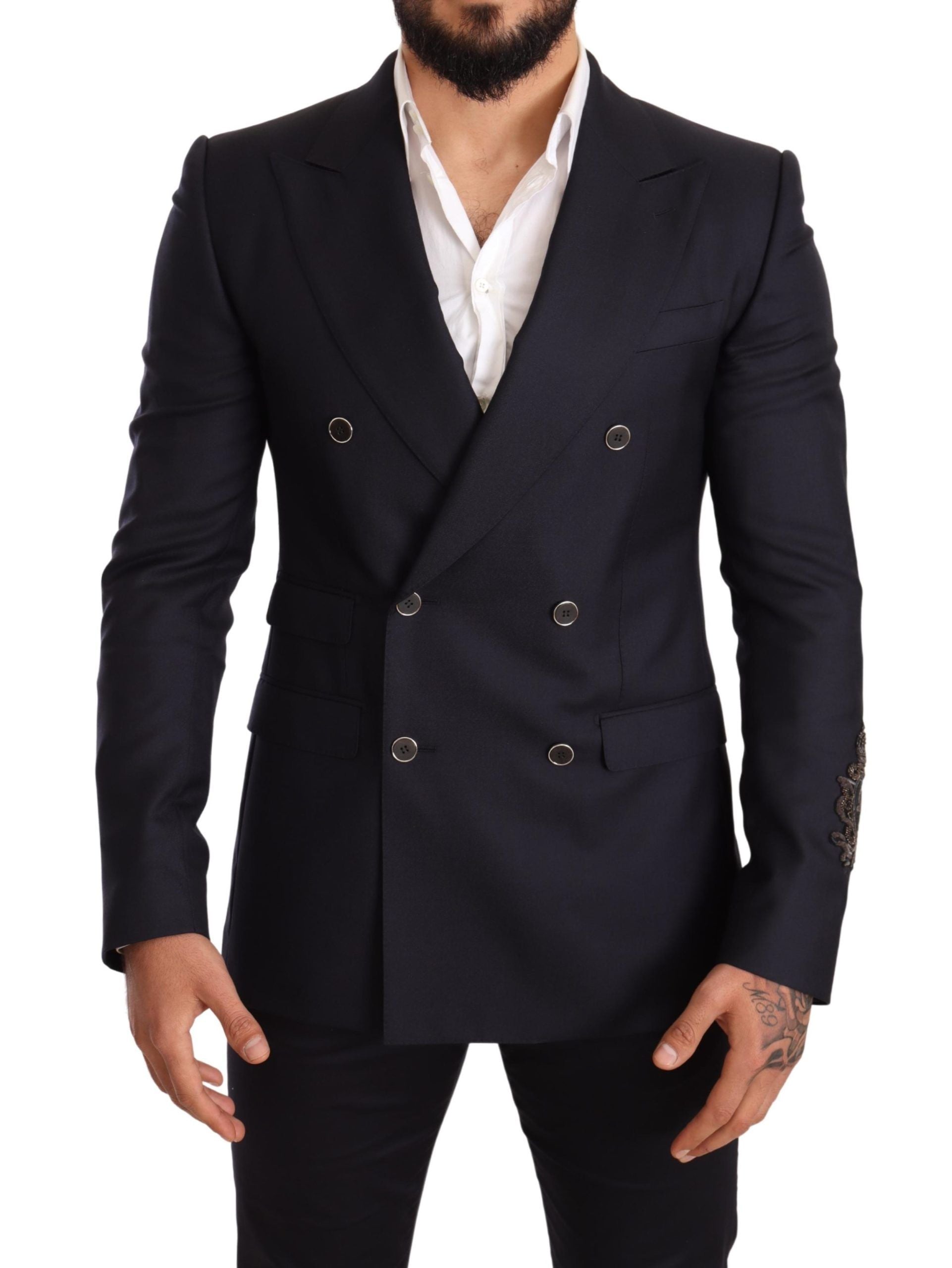 Dolce &amp; Gabbana Blazer élégant en cachemire et soie mélangés bleu marine