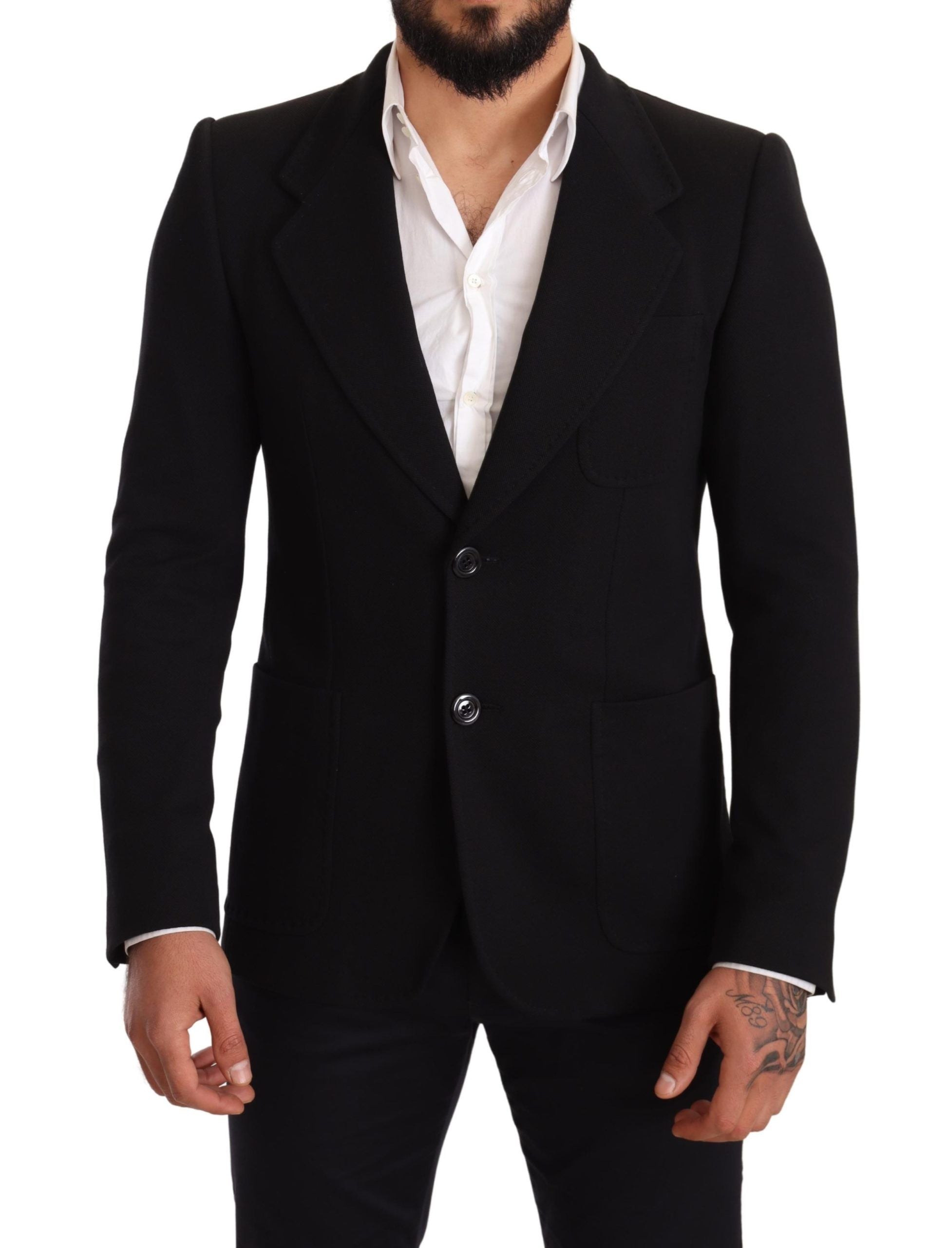 Dolce &amp; Gabbana Blazer élégant en coton noir coupe slim