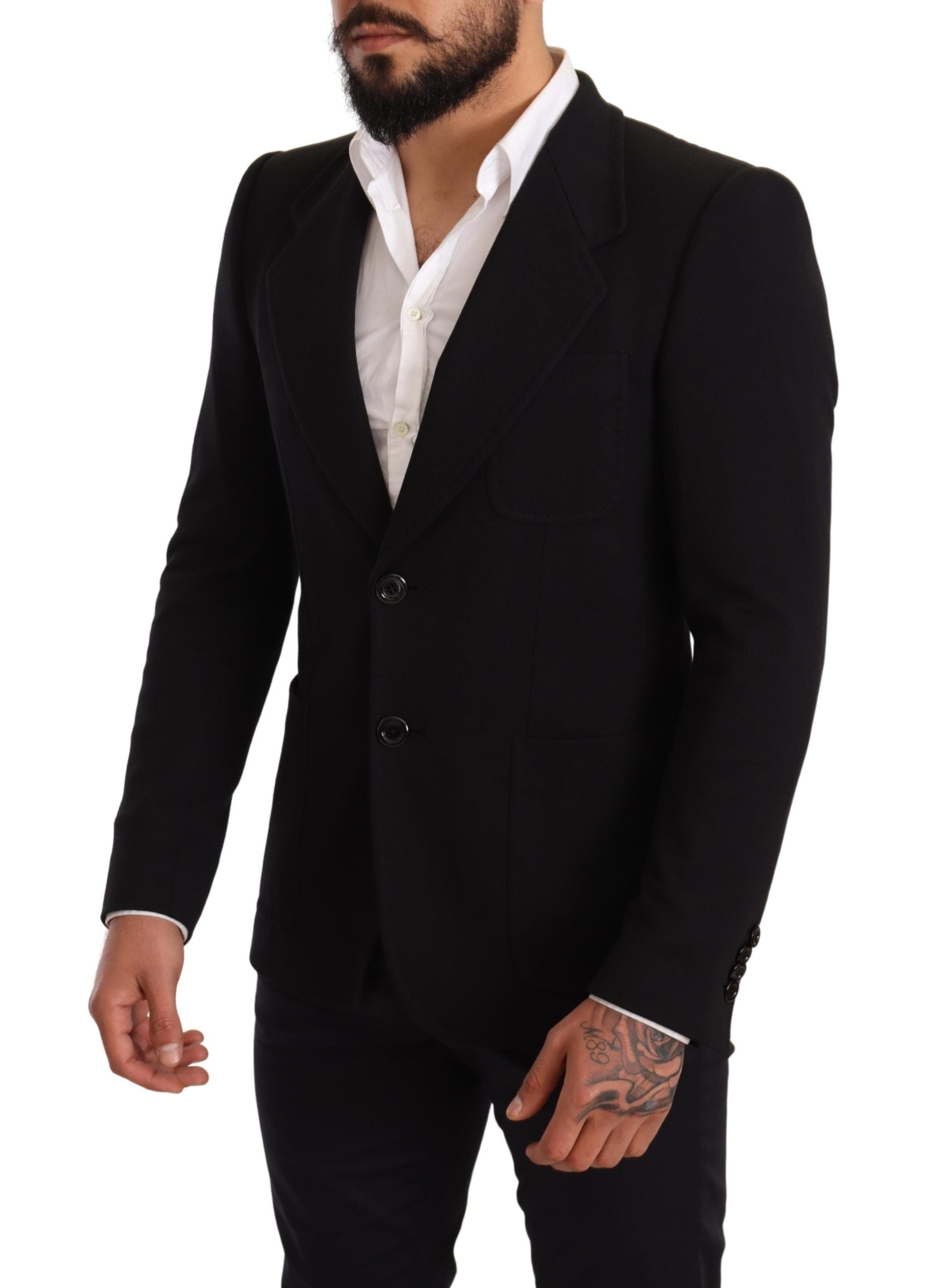 Dolce &amp; Gabbana Blazer élégant en coton noir coupe slim