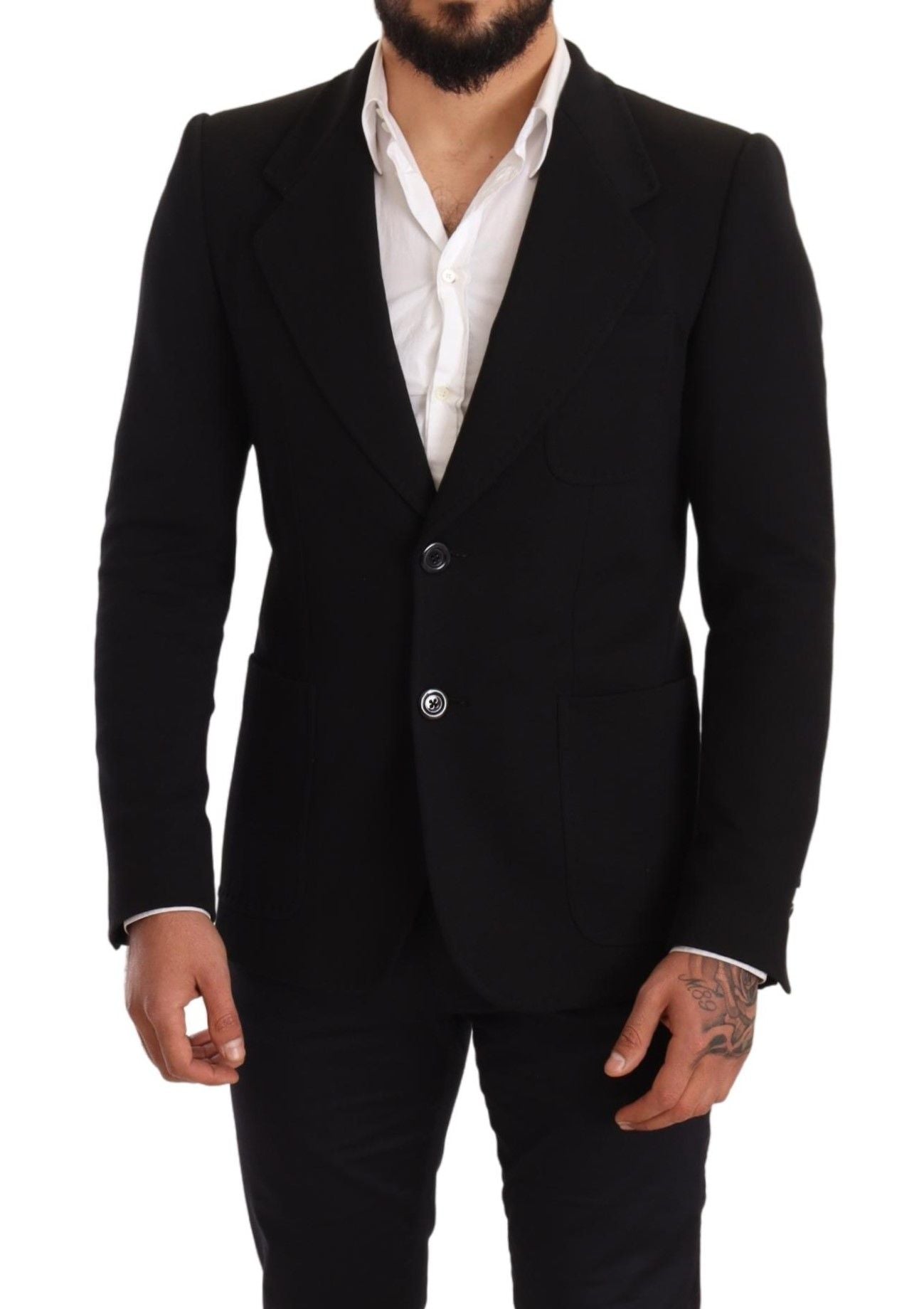 Dolce &amp; Gabbana Blazer élégant en coton noir coupe slim