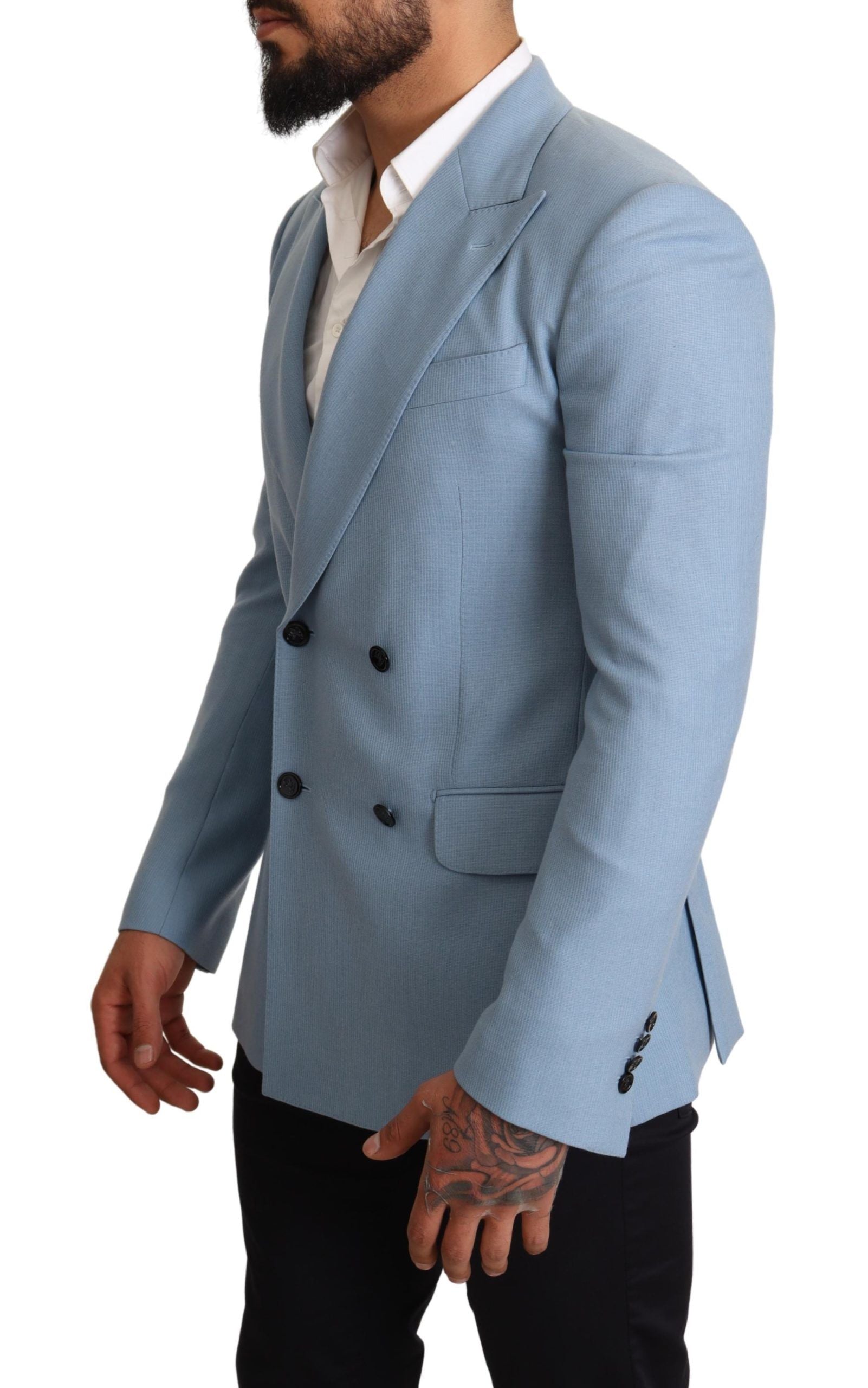 Dolce &amp; Gabbana Blazer élégant en cachemire et soie bleu pour homme