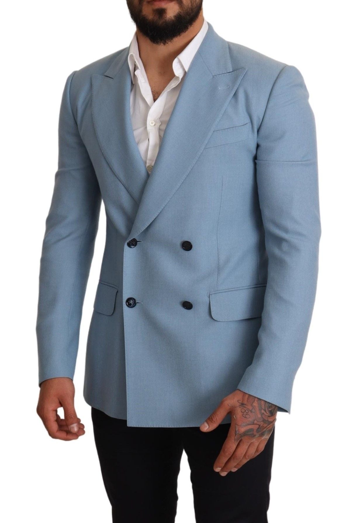 Dolce &amp; Gabbana Blazer élégant en cachemire et soie bleu pour homme