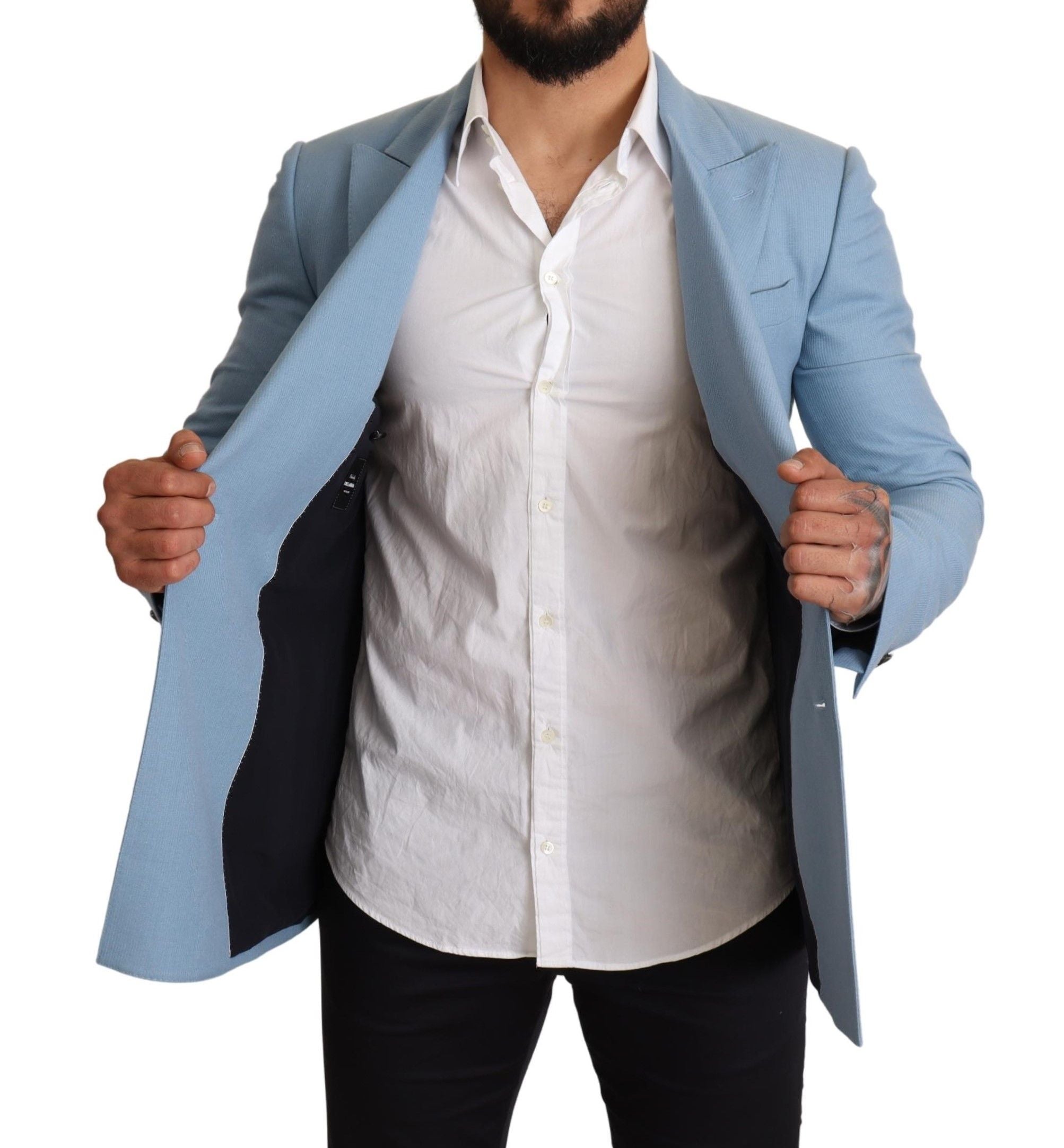 Dolce &amp; Gabbana Blazer élégant en cachemire et soie bleu pour homme