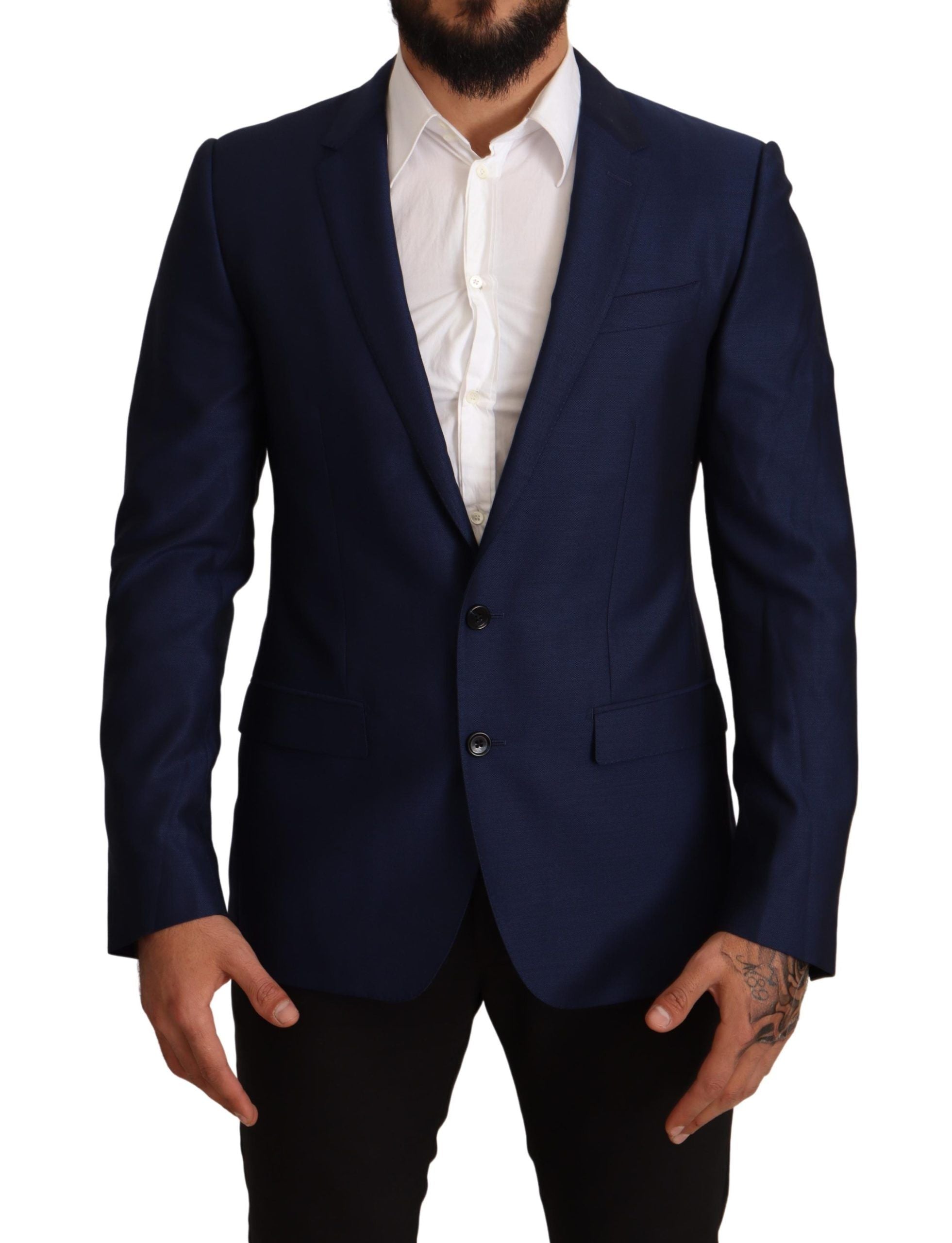 Dolce &amp; Gabbana Blazer Martini en laine vierge bleu marine