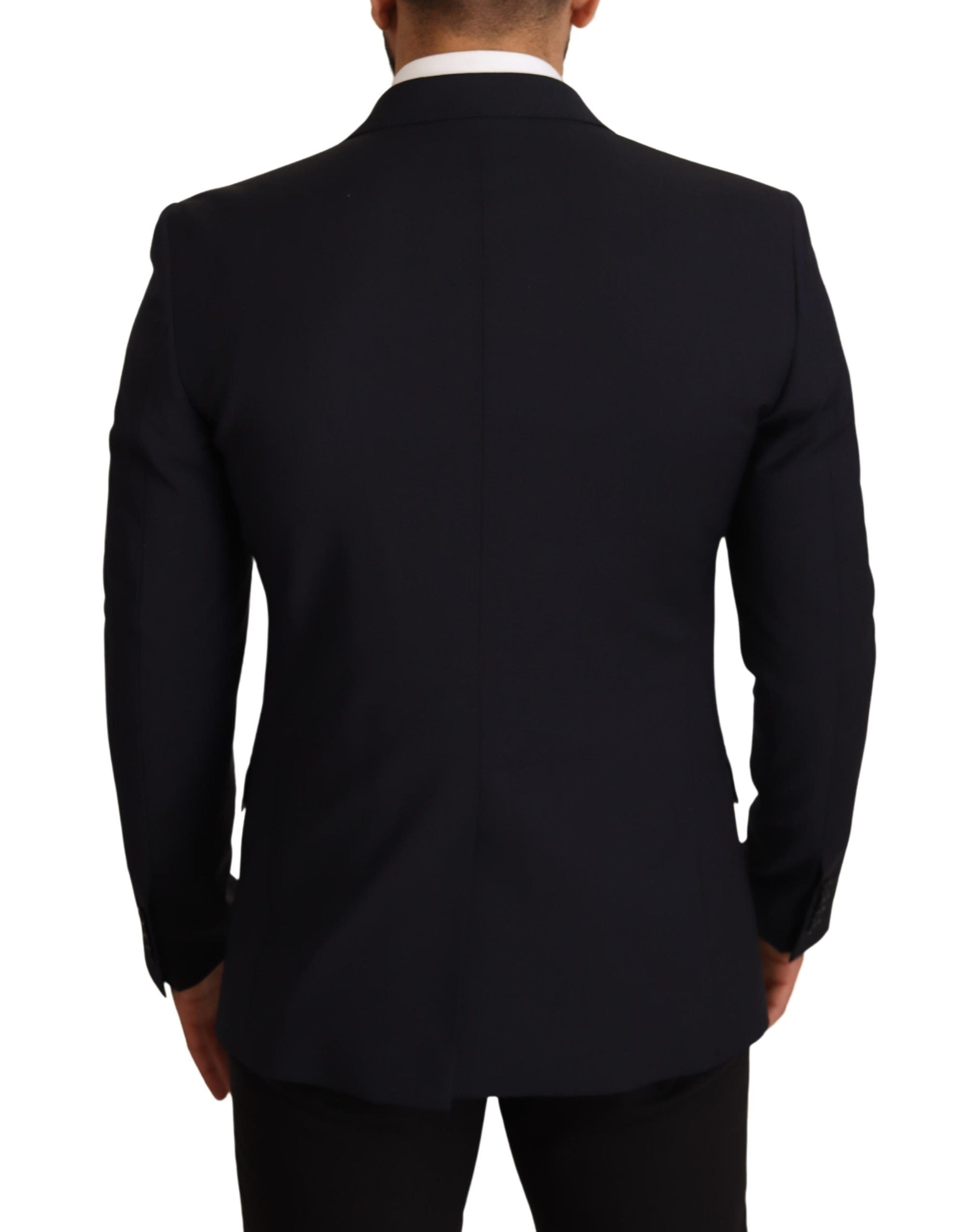 Dolce & Gabbana Elegant Dark Blue Wool Blend Martini Suit