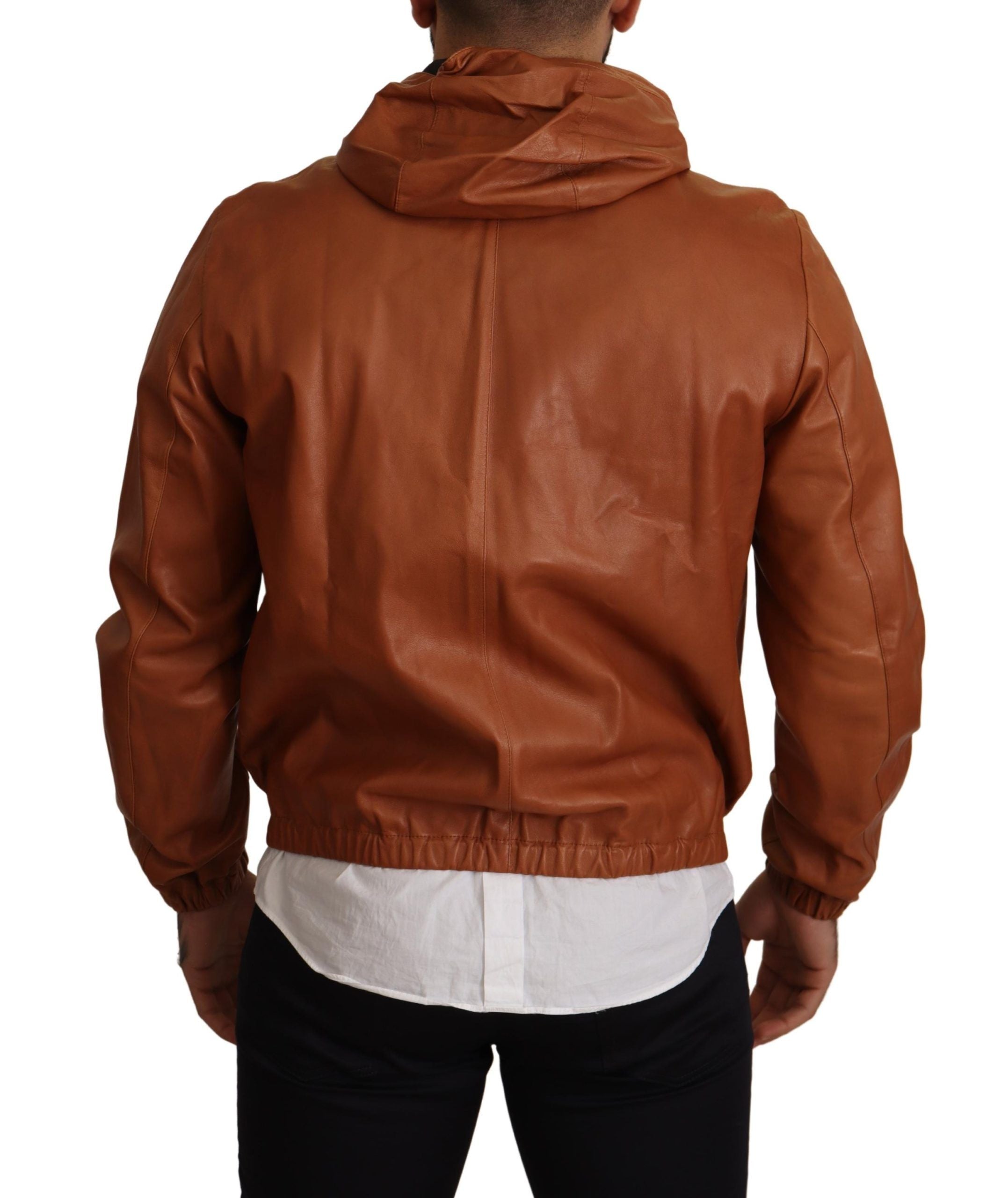 Dolce &amp; Gabbana Blouson aviateur en cuir marron élégant