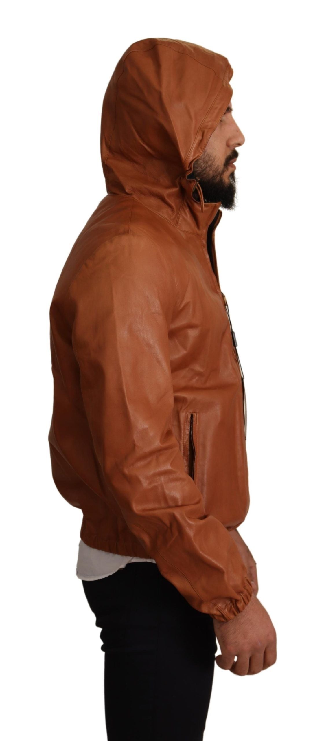 Dolce &amp; Gabbana Blouson aviateur en cuir marron élégant