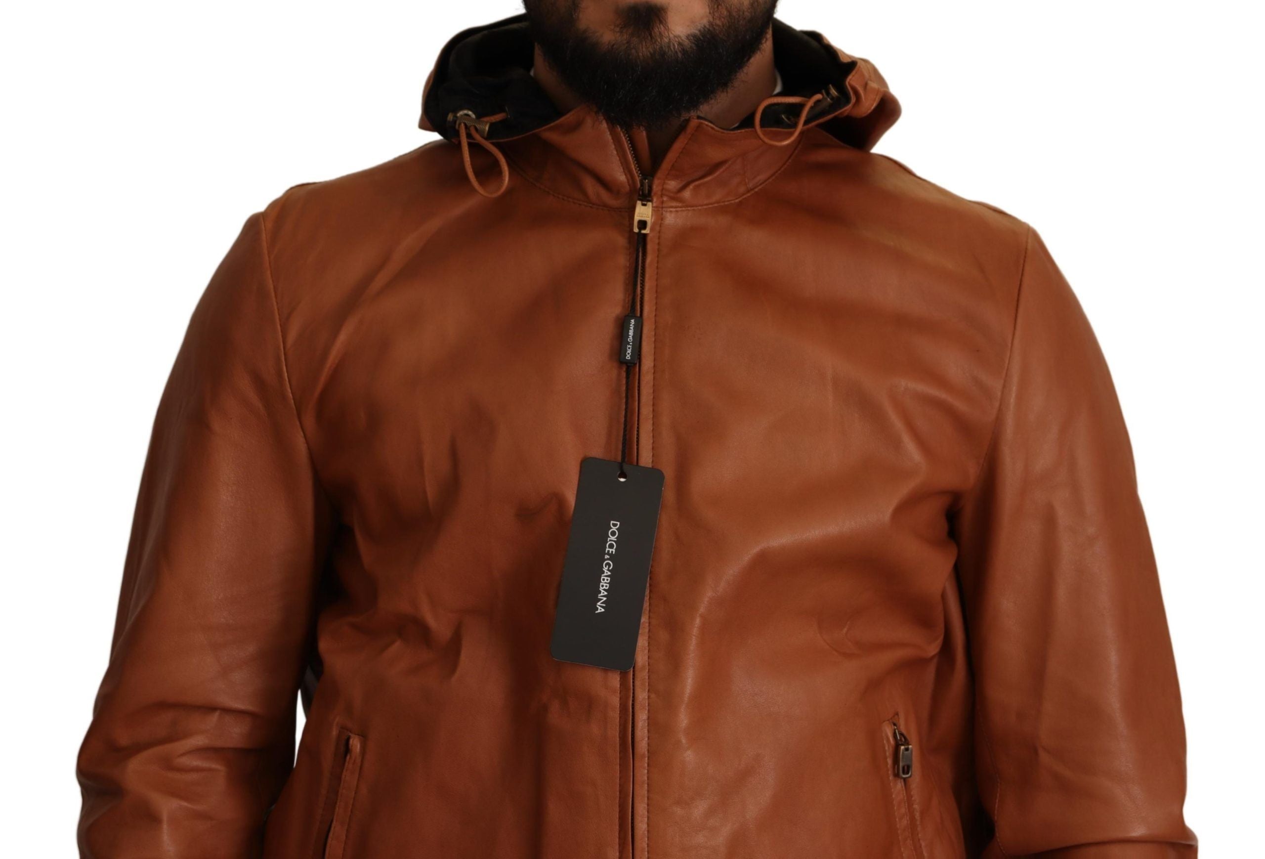 Dolce &amp; Gabbana Blouson aviateur en cuir marron élégant