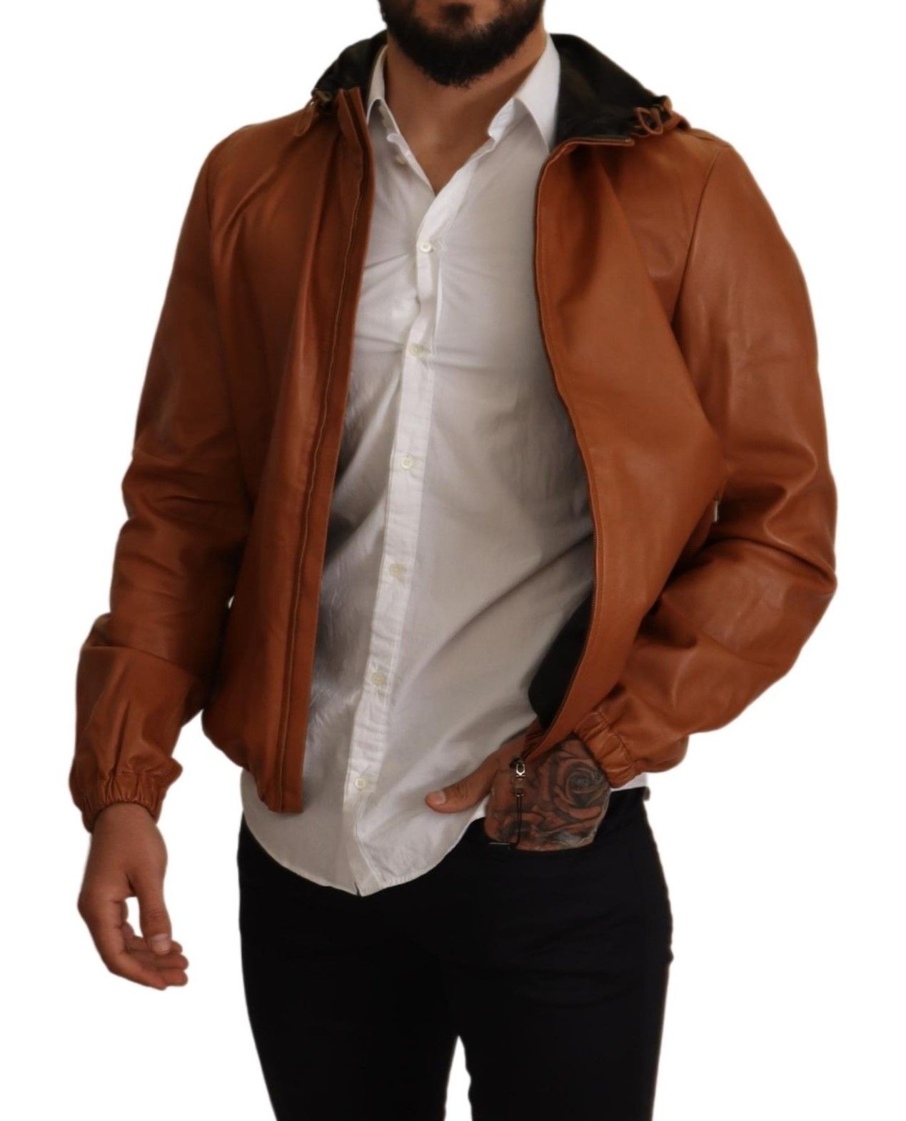 Dolce &amp; Gabbana Blouson aviateur en cuir marron élégant