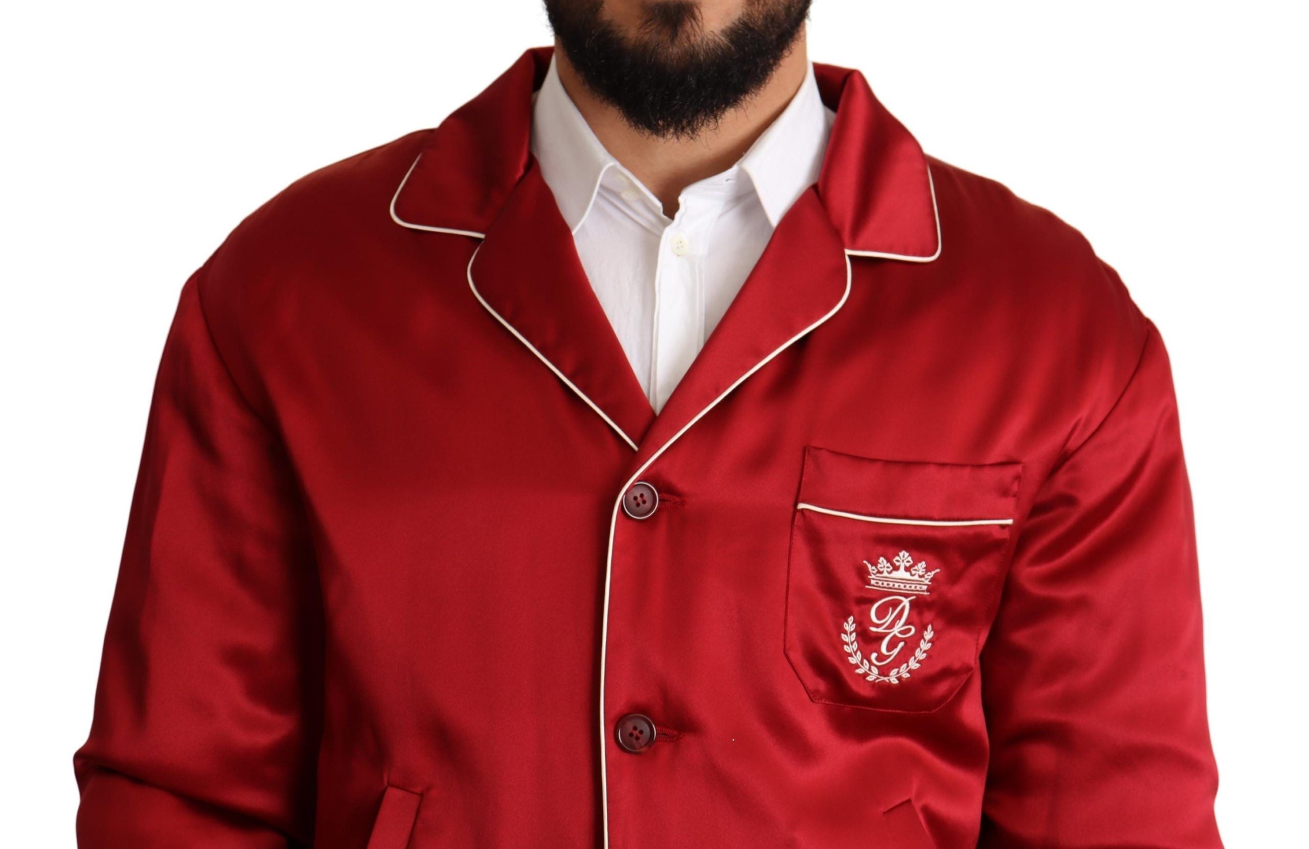 Dolce &amp; Gabbana Somptueux Blouson Bomber Rouge En Soie