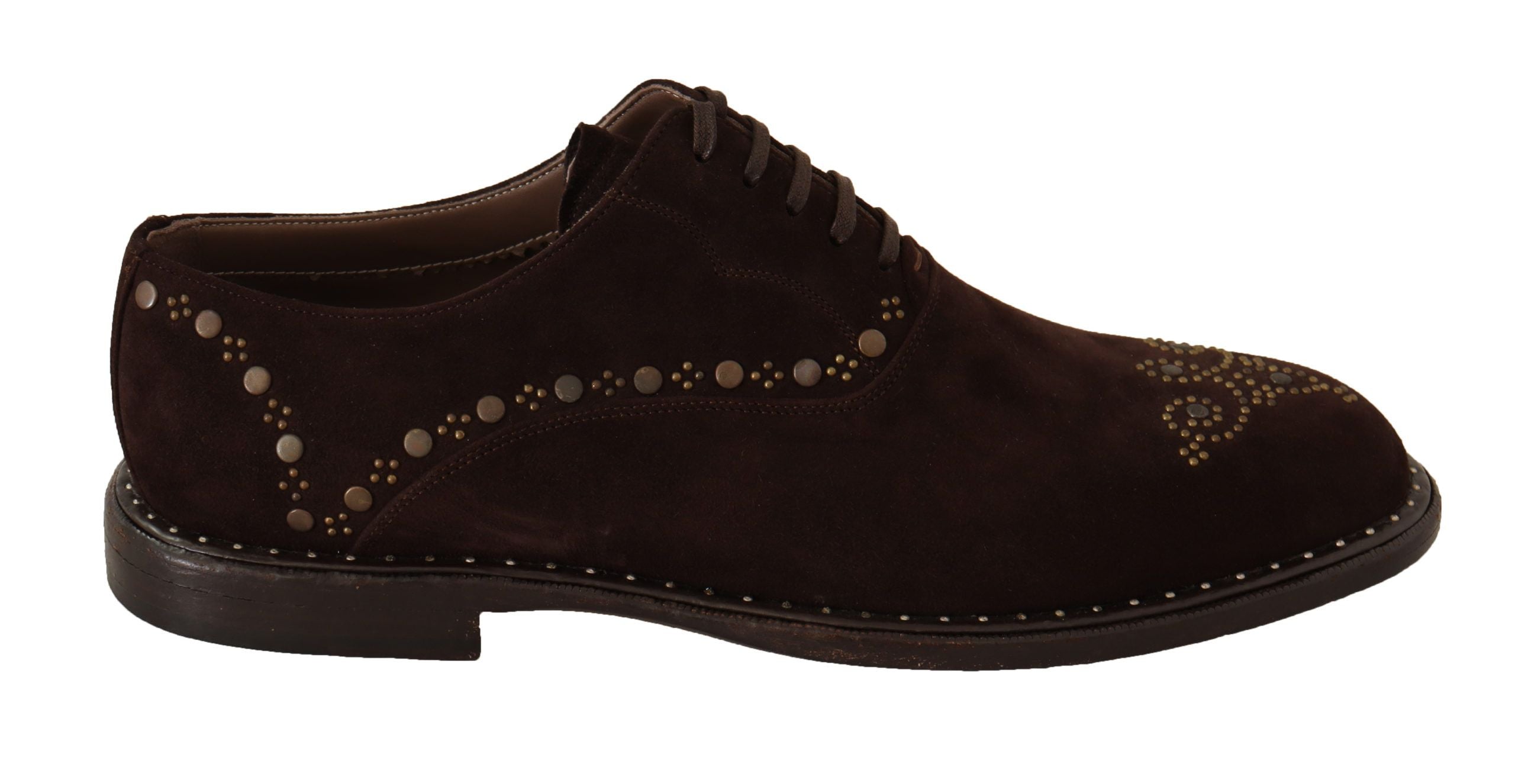 Dolce &amp; Gabbana Élégantes chaussures derby cloutées en daim marron