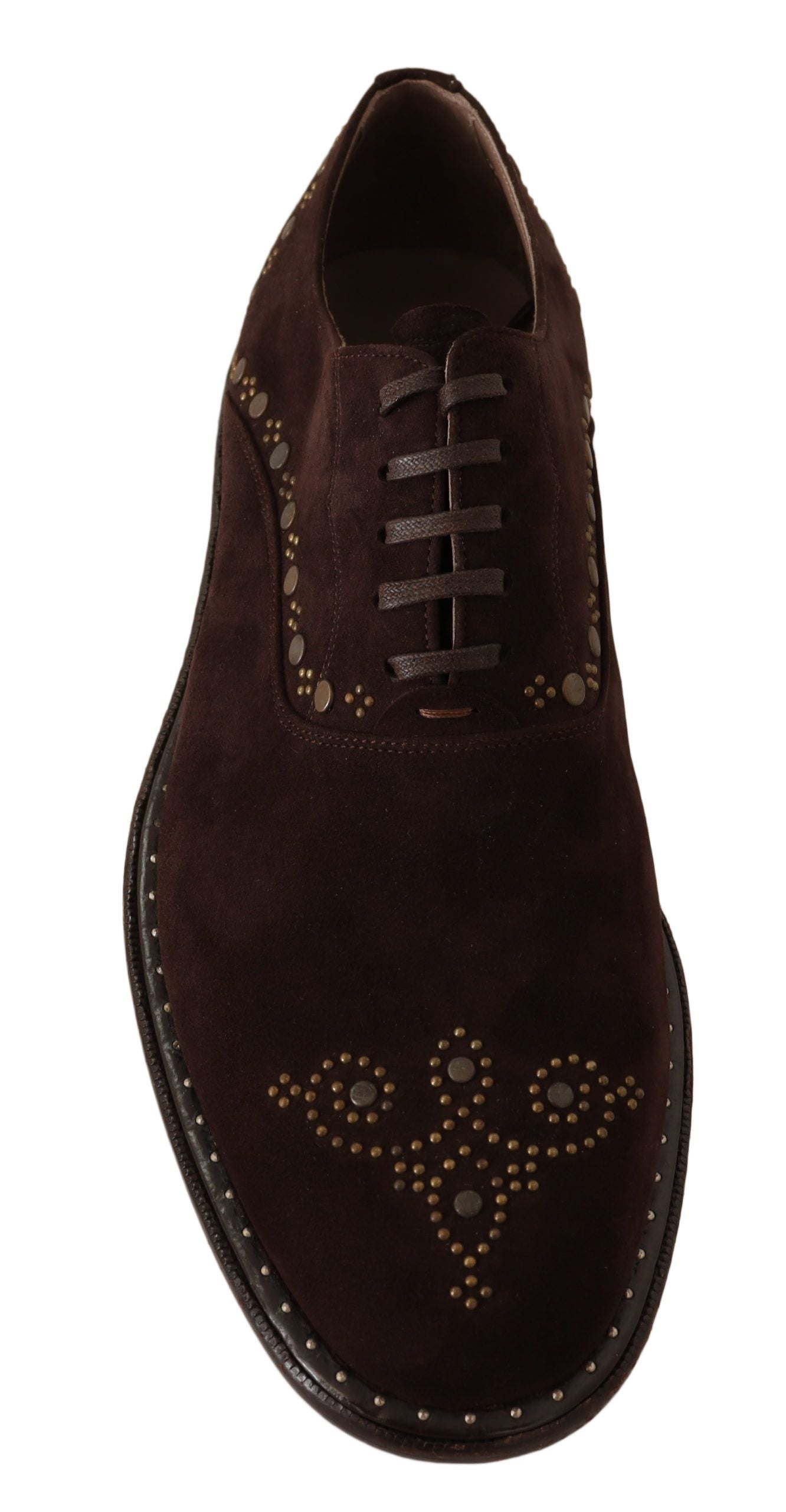 Dolce &amp; Gabbana Élégantes chaussures derby cloutées en daim marron