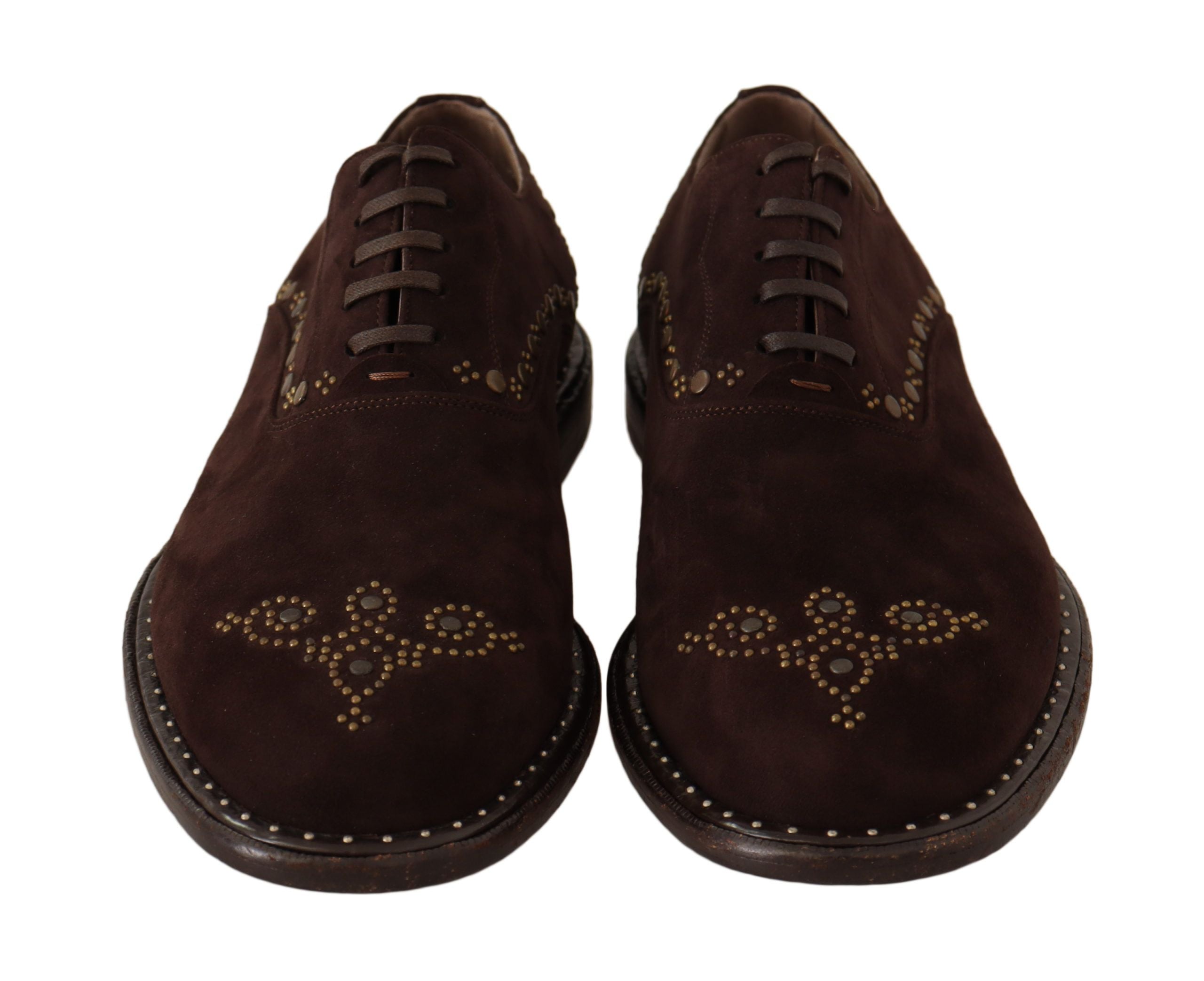 Dolce &amp; Gabbana Élégantes chaussures derby cloutées en daim marron