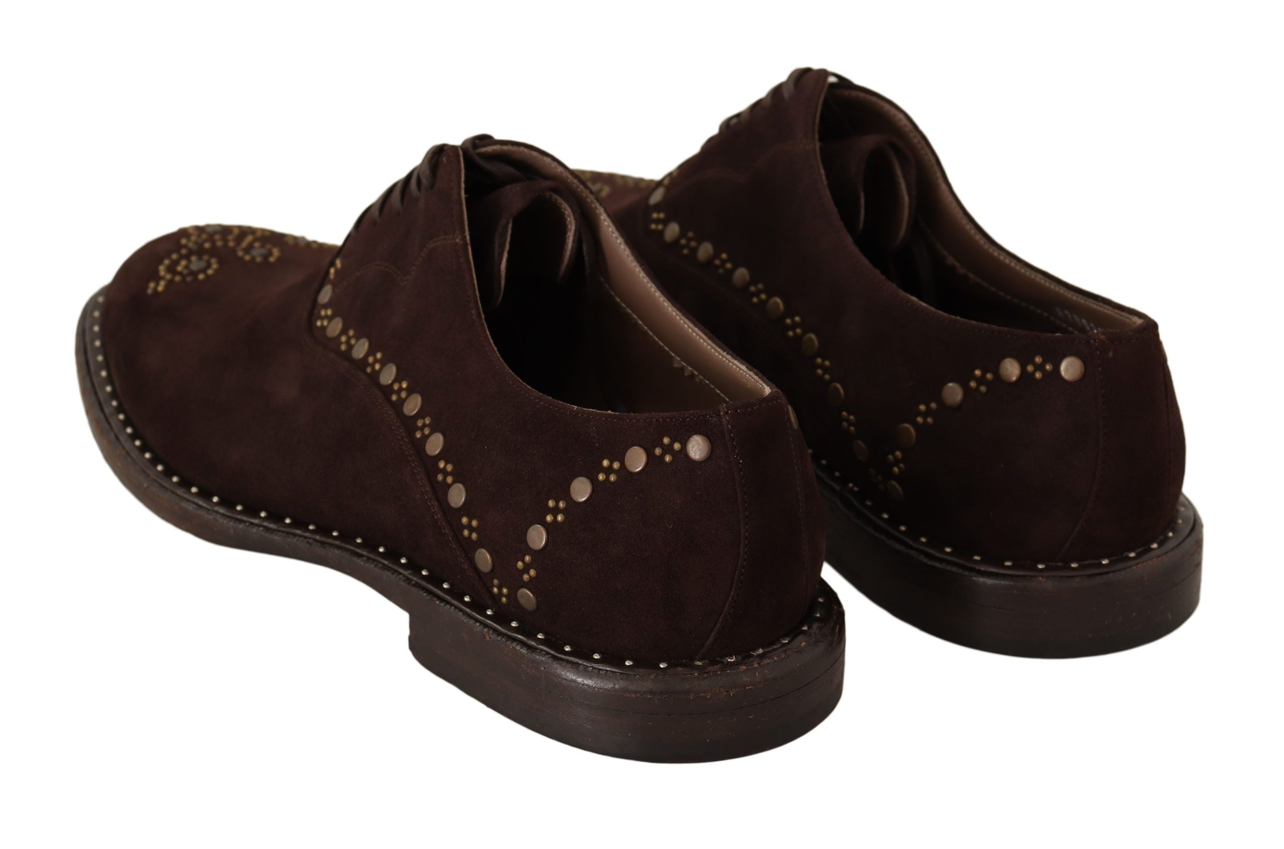 Dolce &amp; Gabbana Élégantes chaussures derby cloutées en daim marron