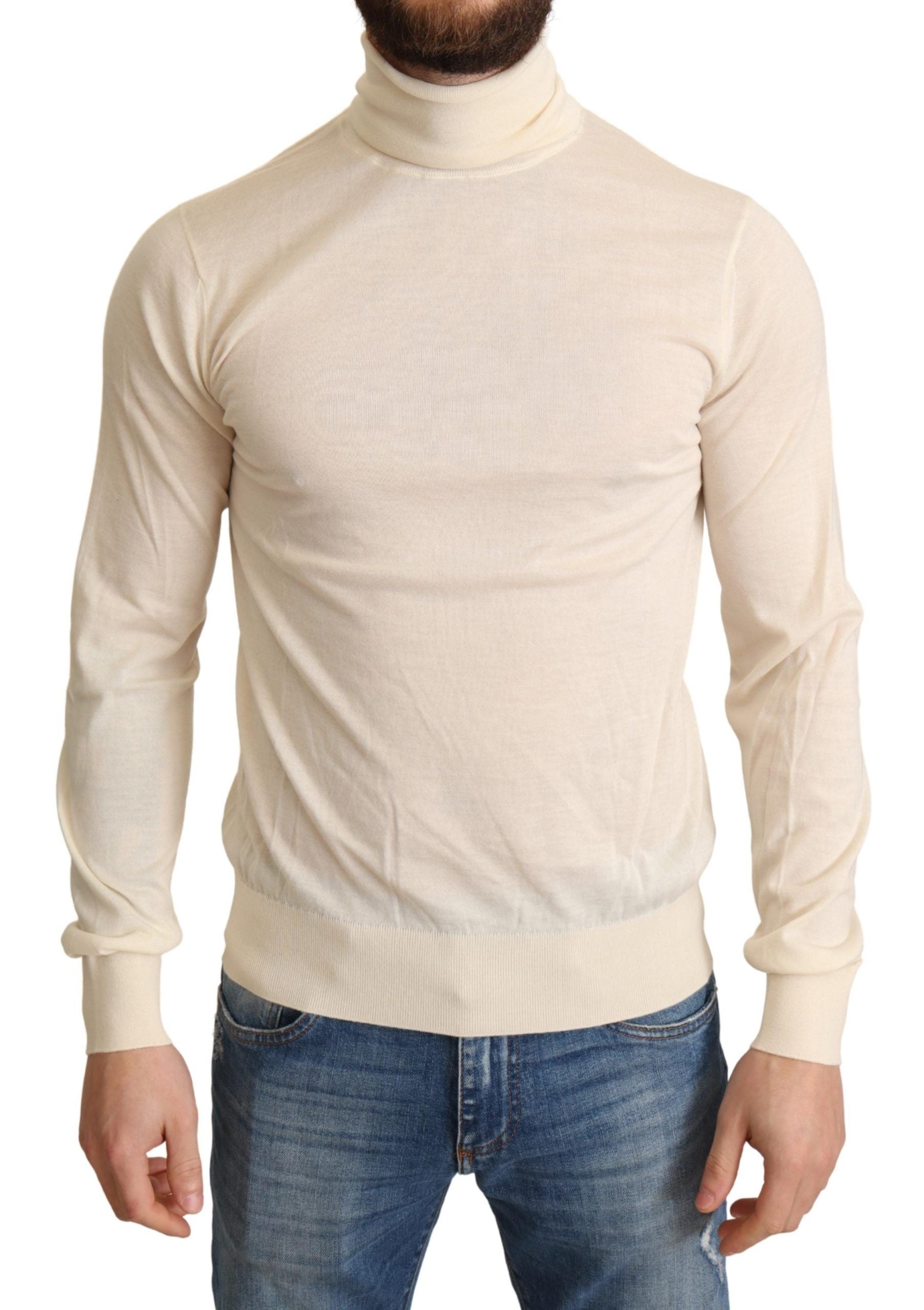 Dolce & Gabbana Cream Cashmere Turtleneck Sweater