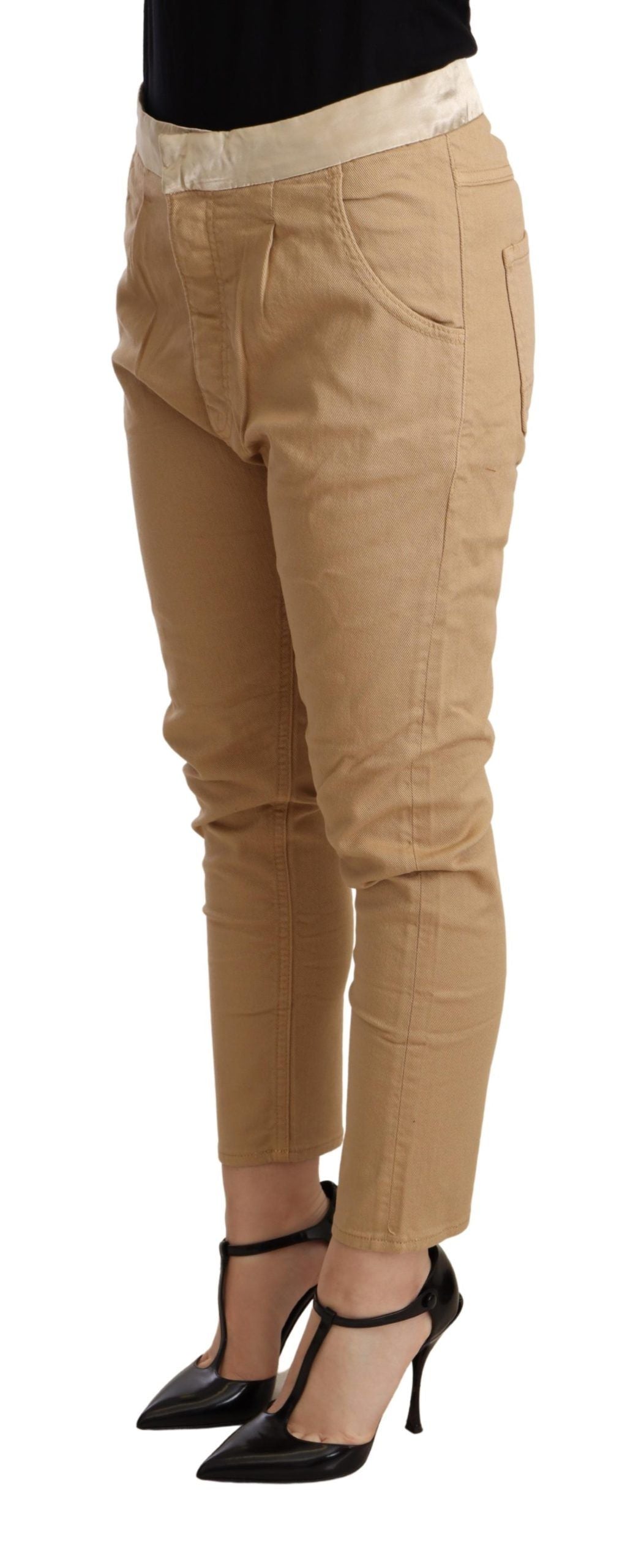 CYCLE - Pantalon skinny beige taille moyenne, coupe slim