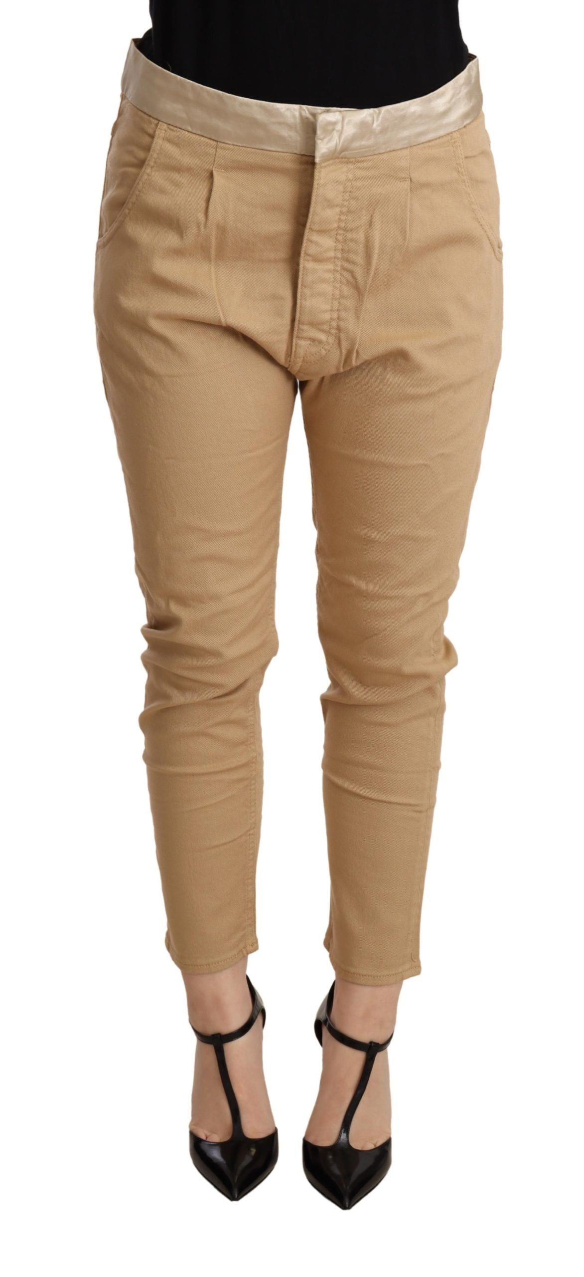 CYCLE - Pantalon skinny beige taille moyenne, coupe slim