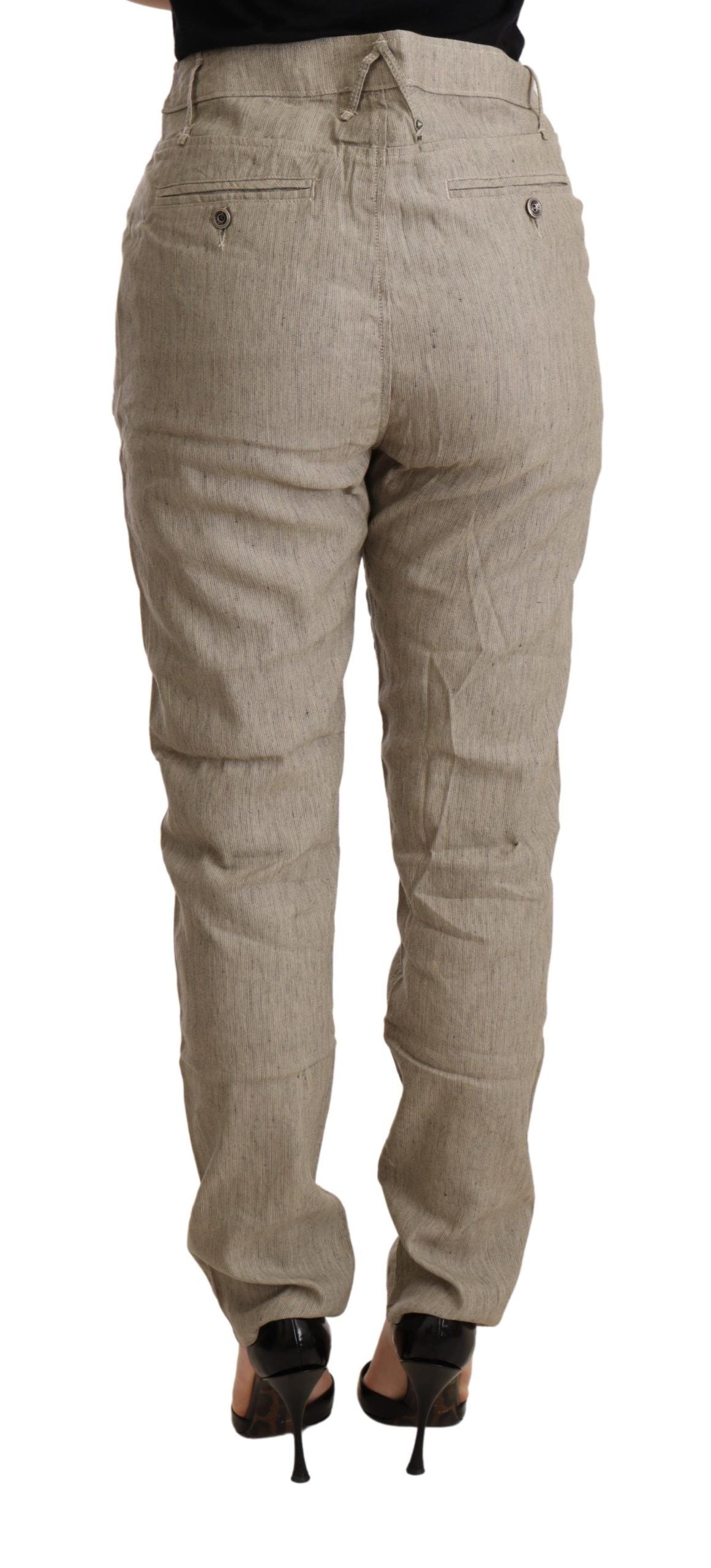 CYCLE Pantalon baggy taille moyenne beige chic pour un style sophistiqué