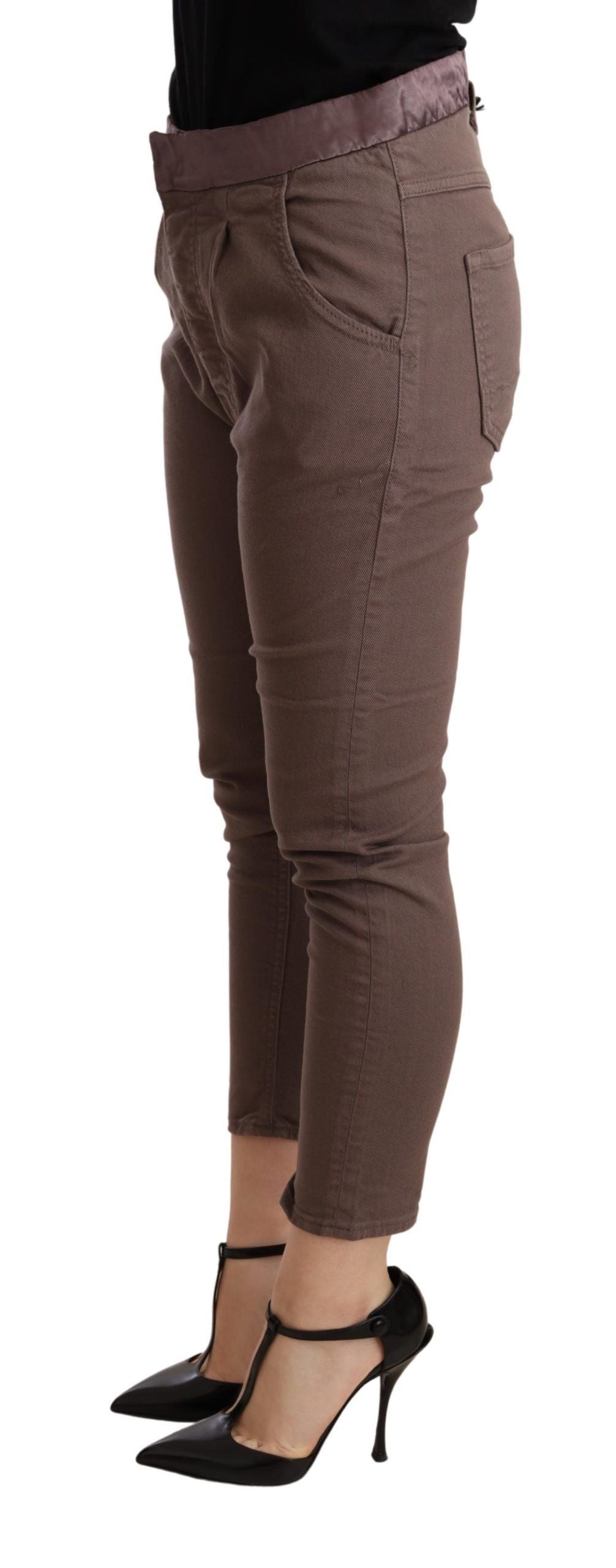 CYCLE Pantalon court chic marron skinny taille moyenne