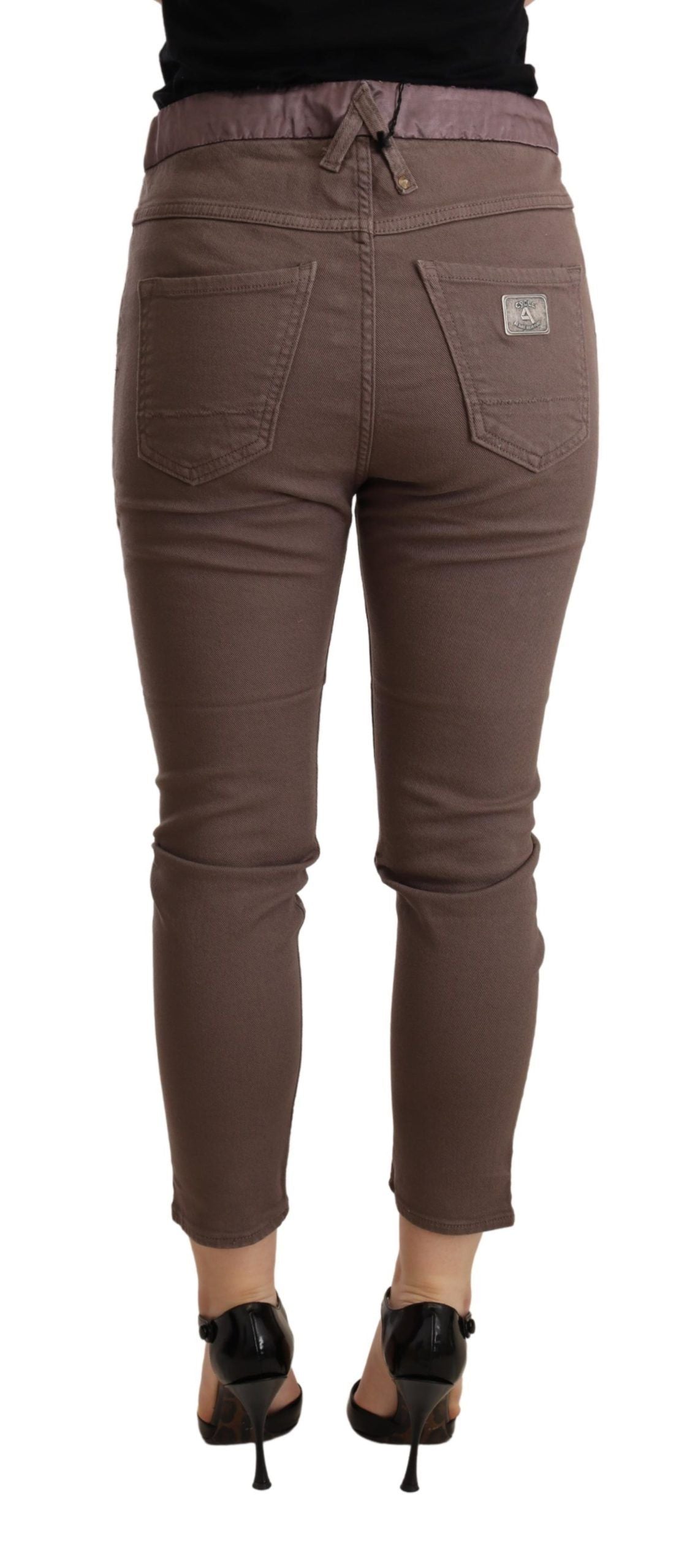 CYCLE Pantalon court chic marron skinny taille moyenne