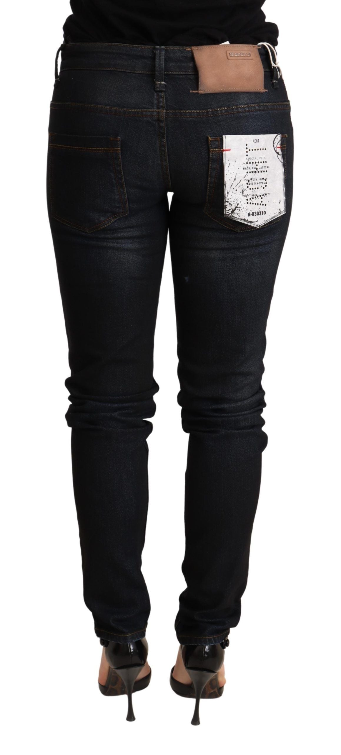 Jean skinny taille basse bleu délavé Acht Chic