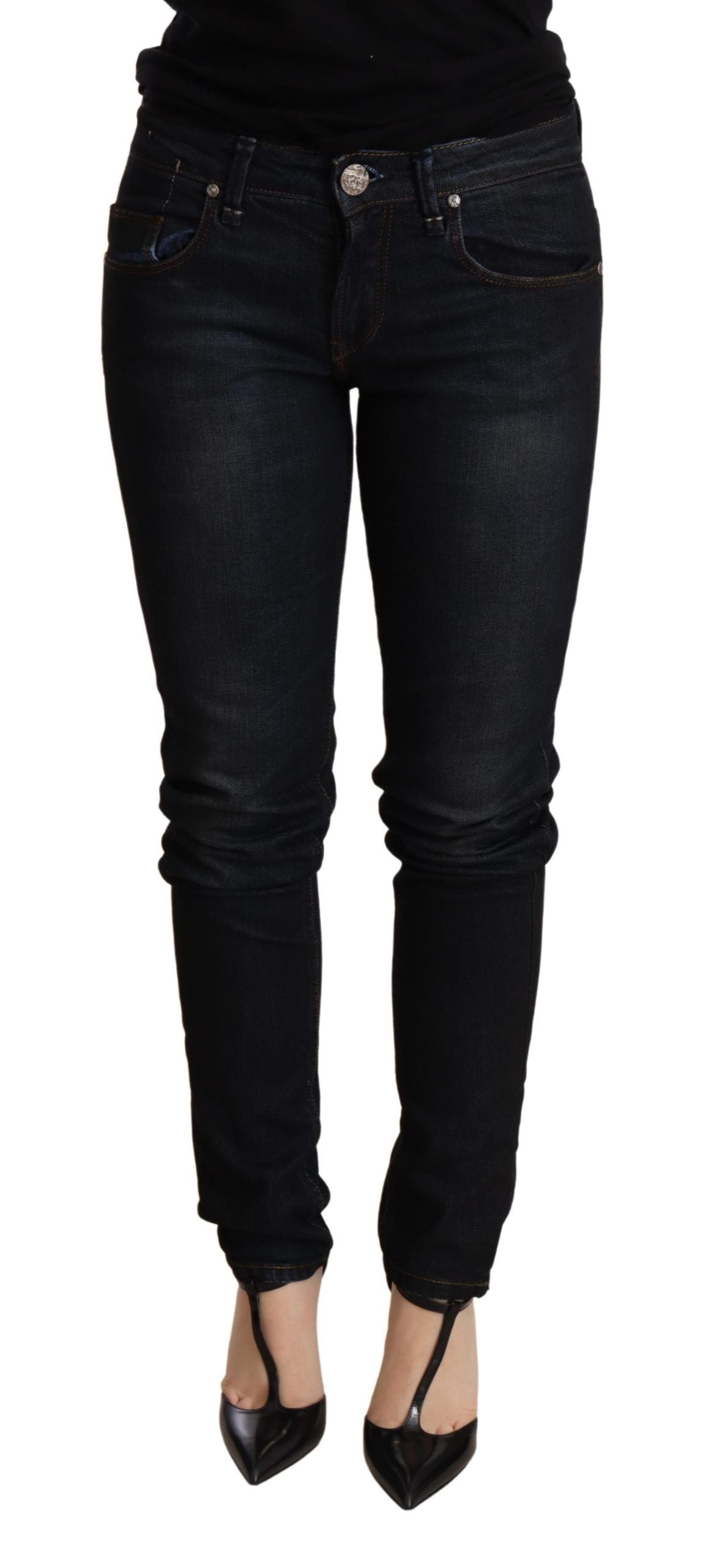 Jean skinny taille basse bleu délavé Acht Chic