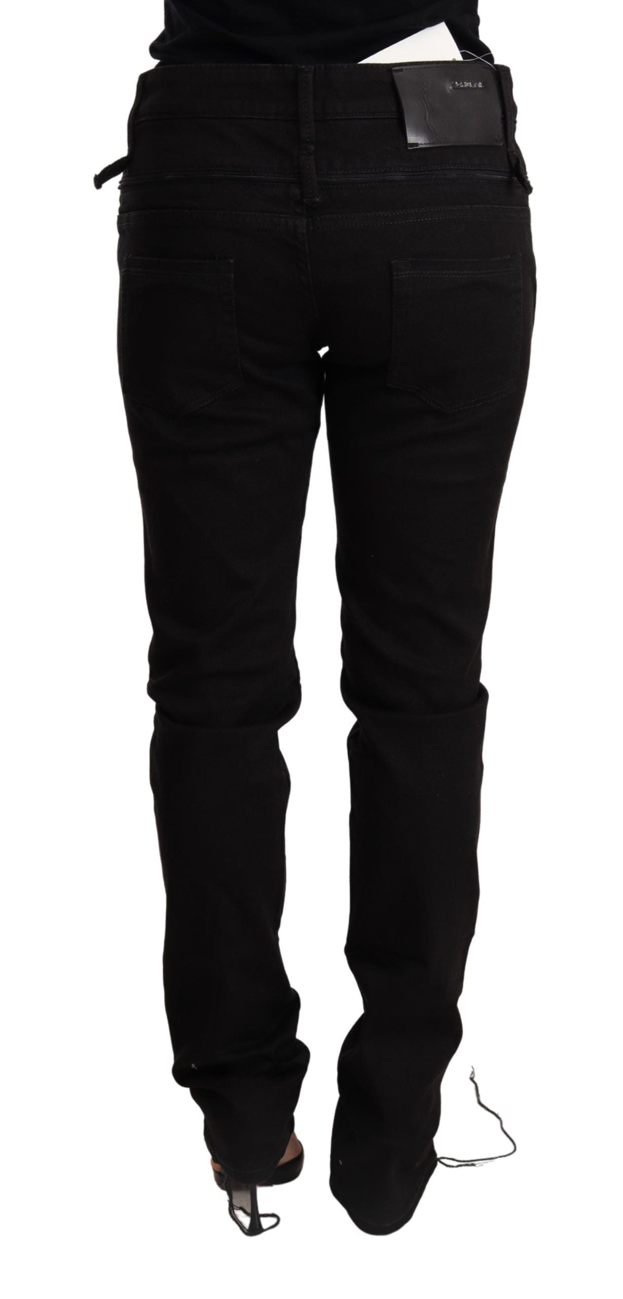 Acht Chic Taille Basse Skinny Denim Noir