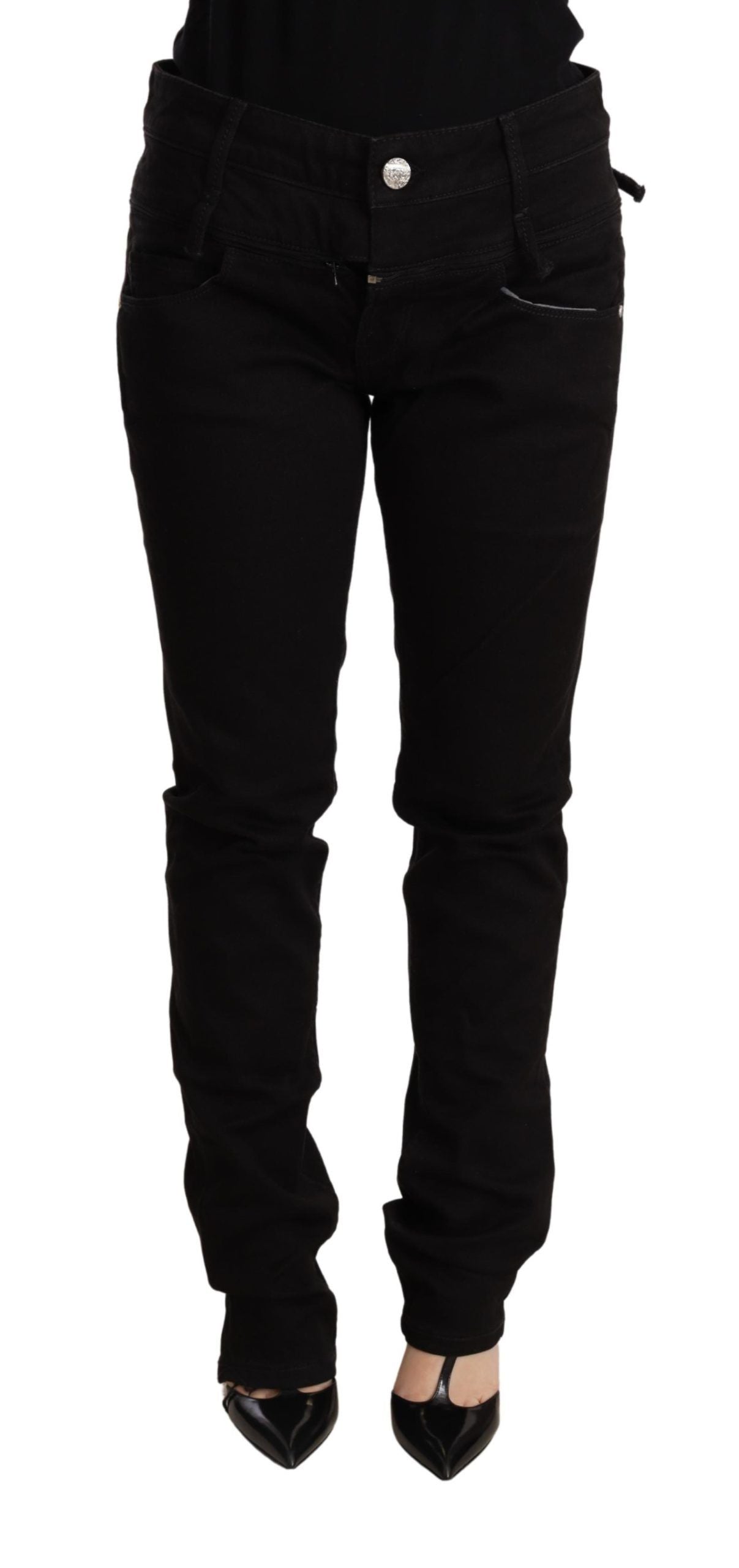 Acht Chic Taille Basse Skinny Denim Noir