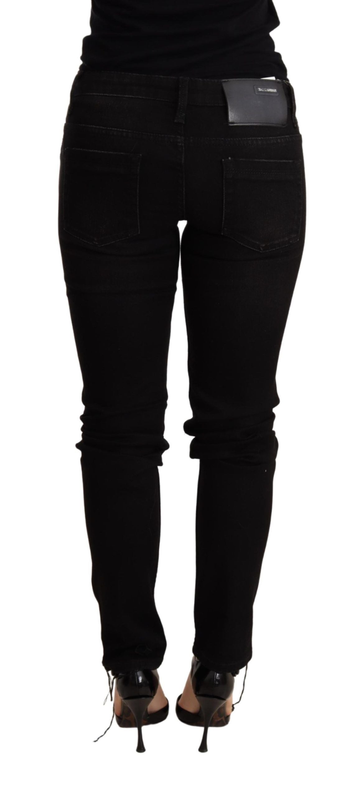 Pantalon en denim skinny taille basse noir Acht