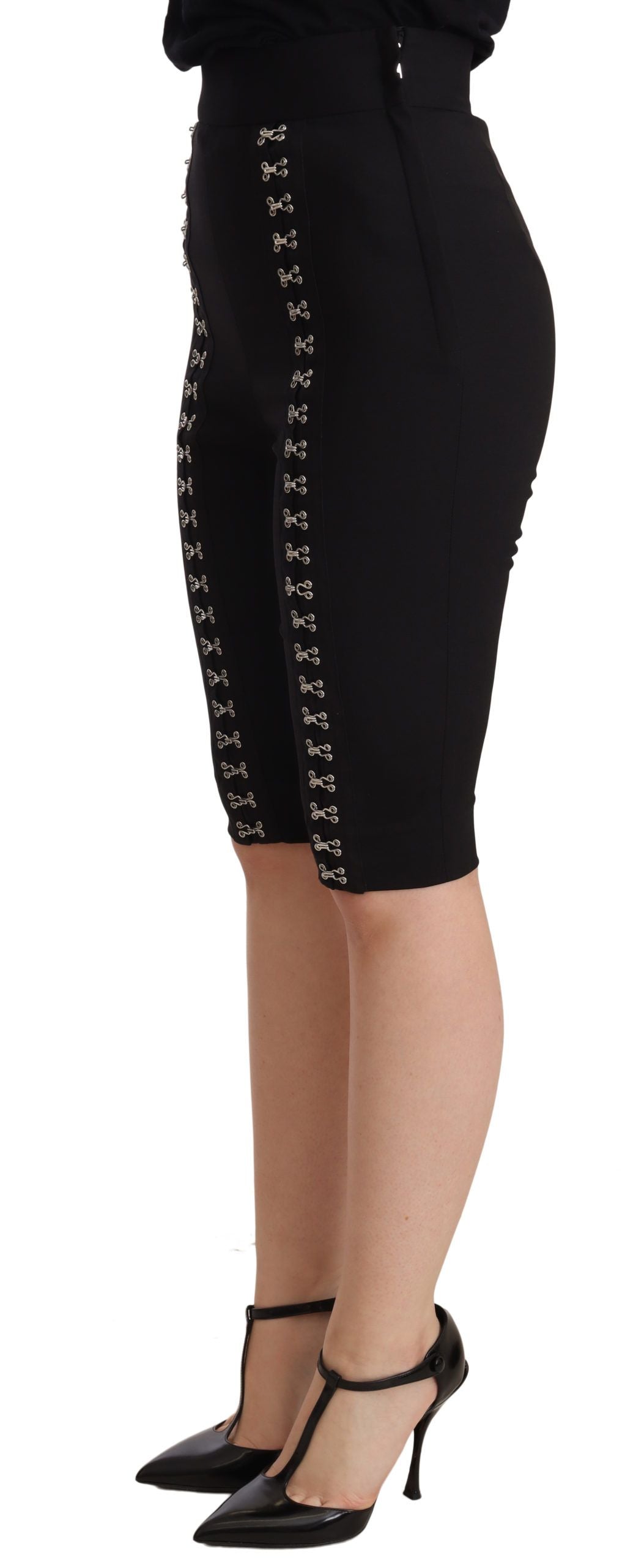 Dolce &amp; Gabbana Short élégant en laine noire taille haute