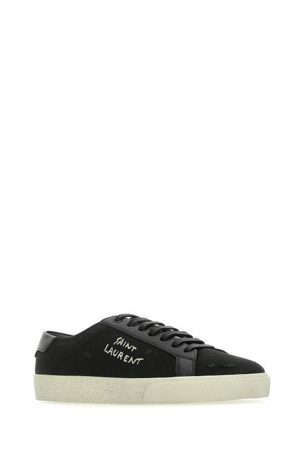 Saint Laurent Baskets basses élégantes en toile et cuir noires