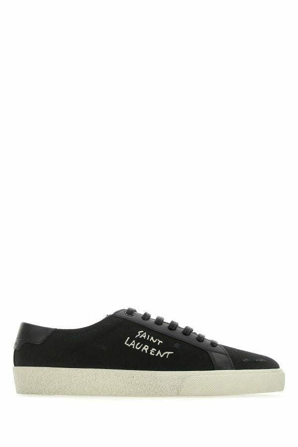 Saint Laurent Baskets basses élégantes en toile et cuir noires