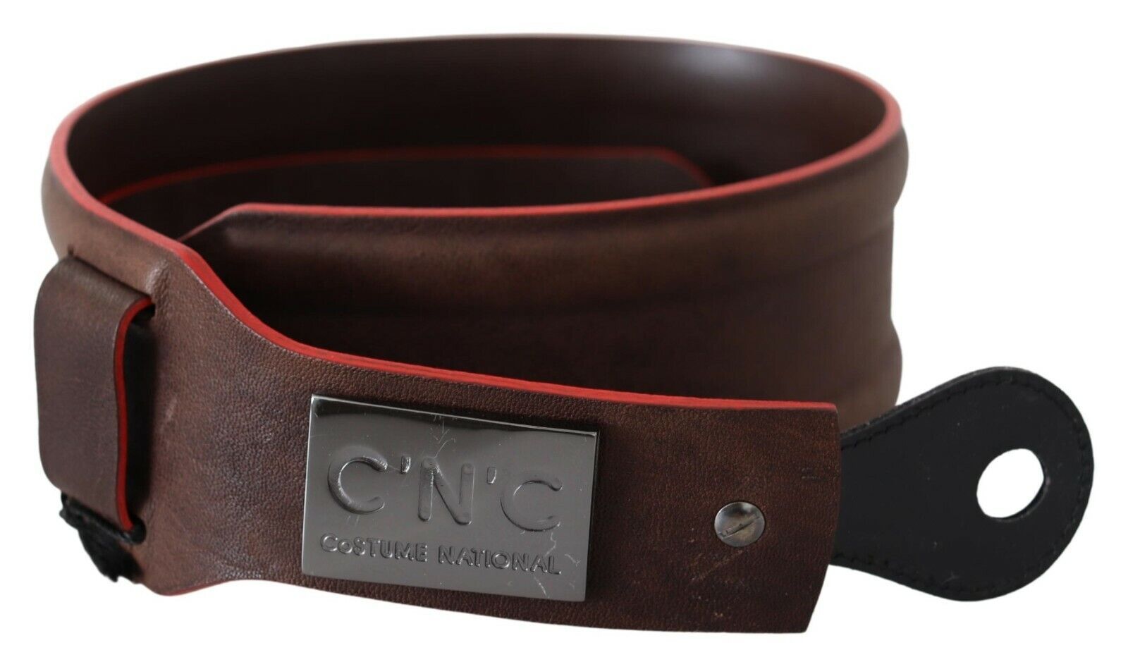 Costume National Ceinture élégante en cuir marron foncé