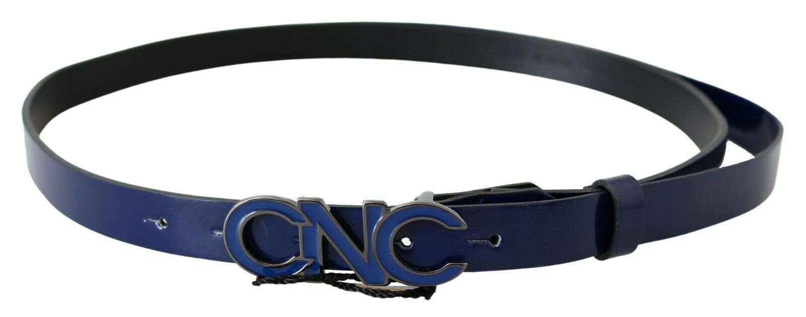 Costume National Ceinture élégante en cuir bleu foncé